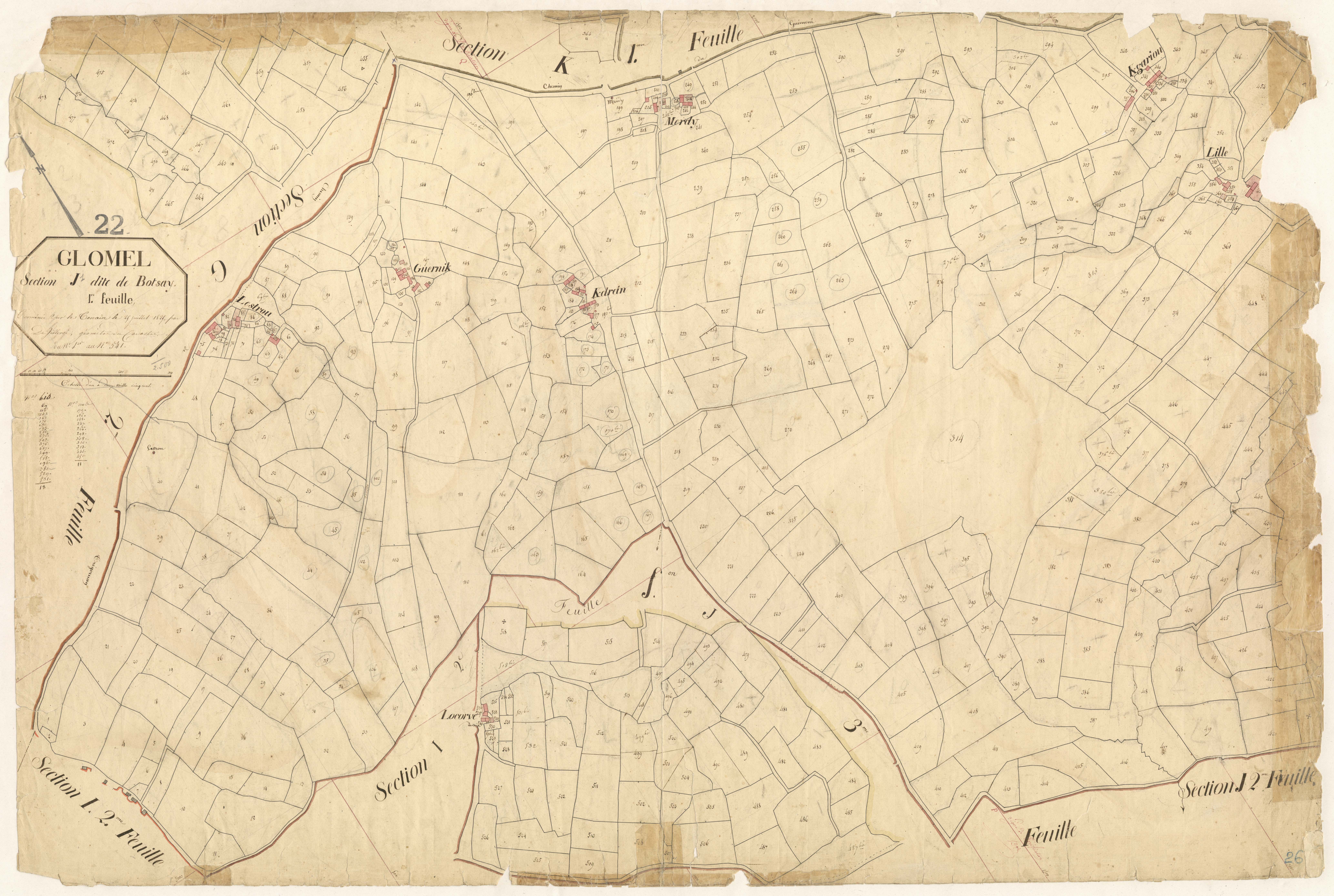 Glomel - Section J, 1re feuille