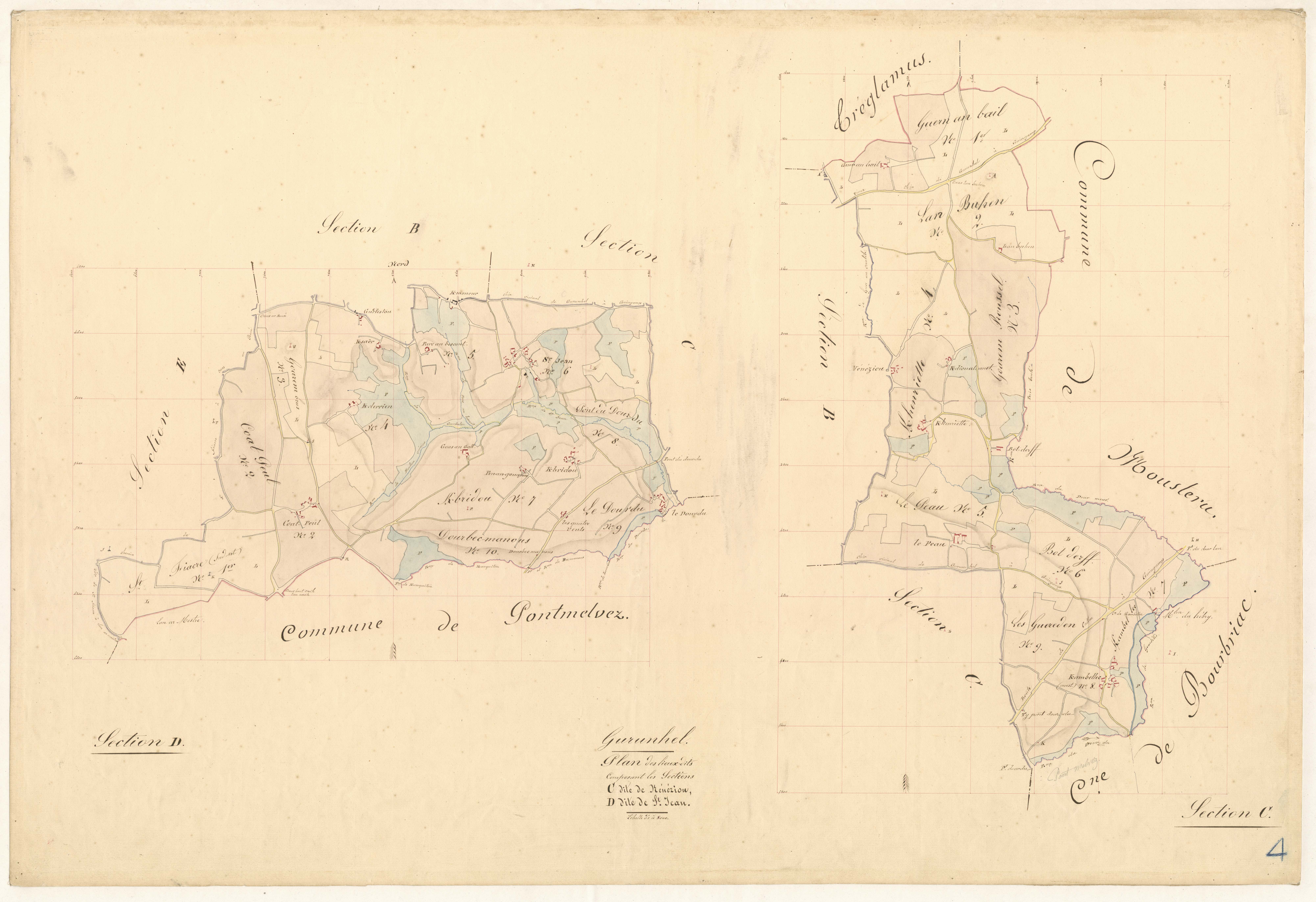 Gurunhuel - Tableau d'assemblage : sections C, D