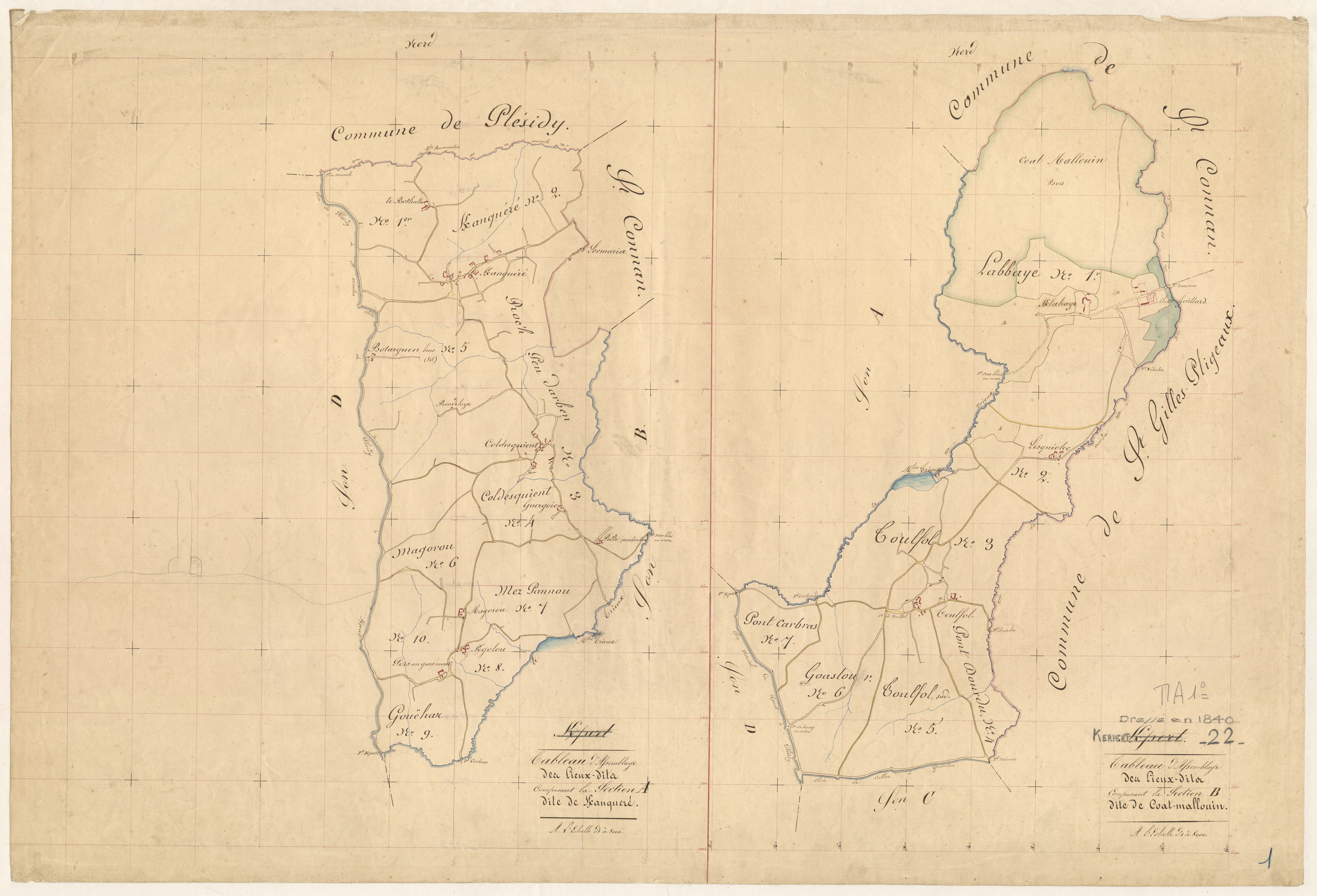 Kerpert - Tableau d'assemblage : sections A, B