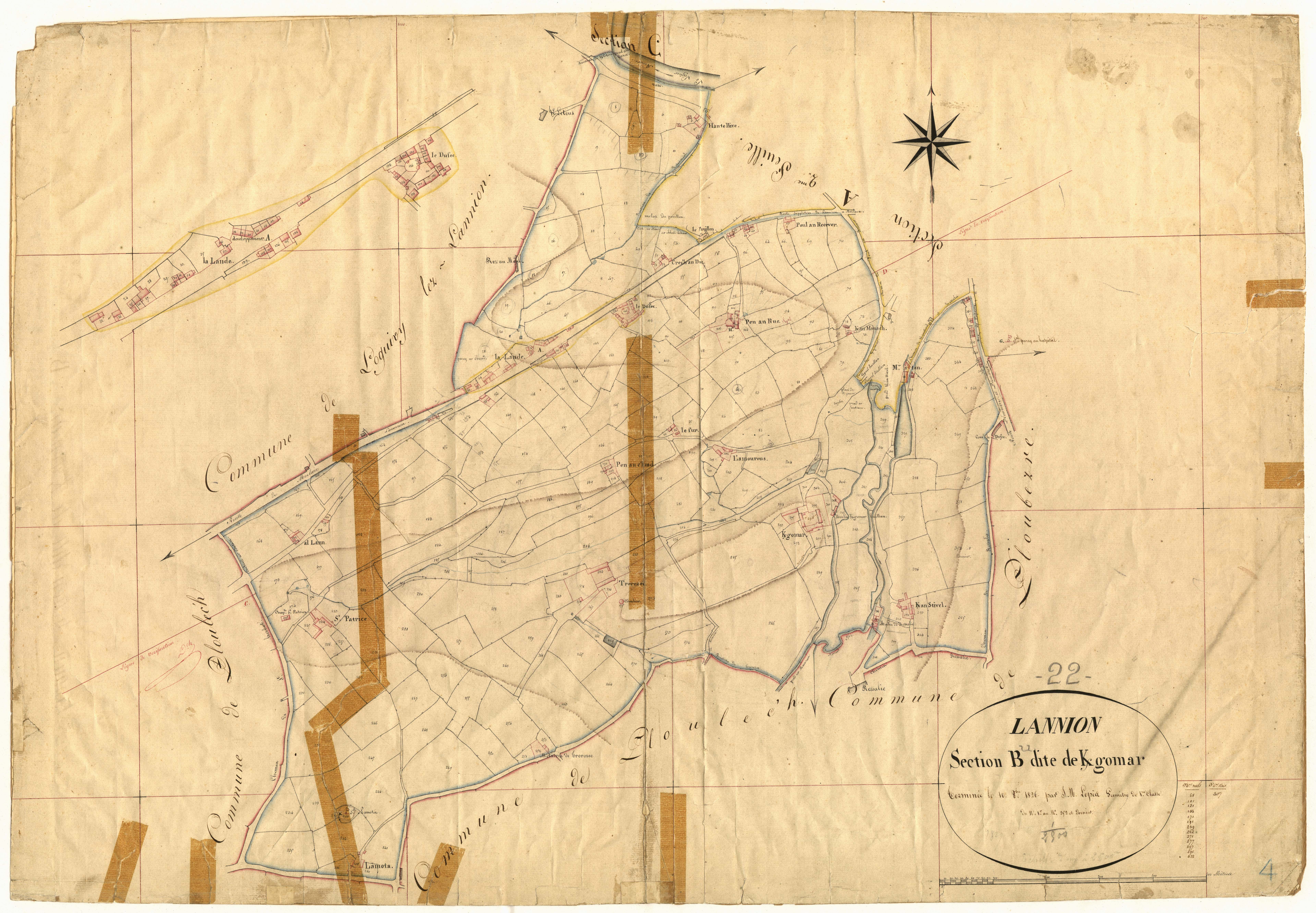 Lannion - Section B, feuille unique