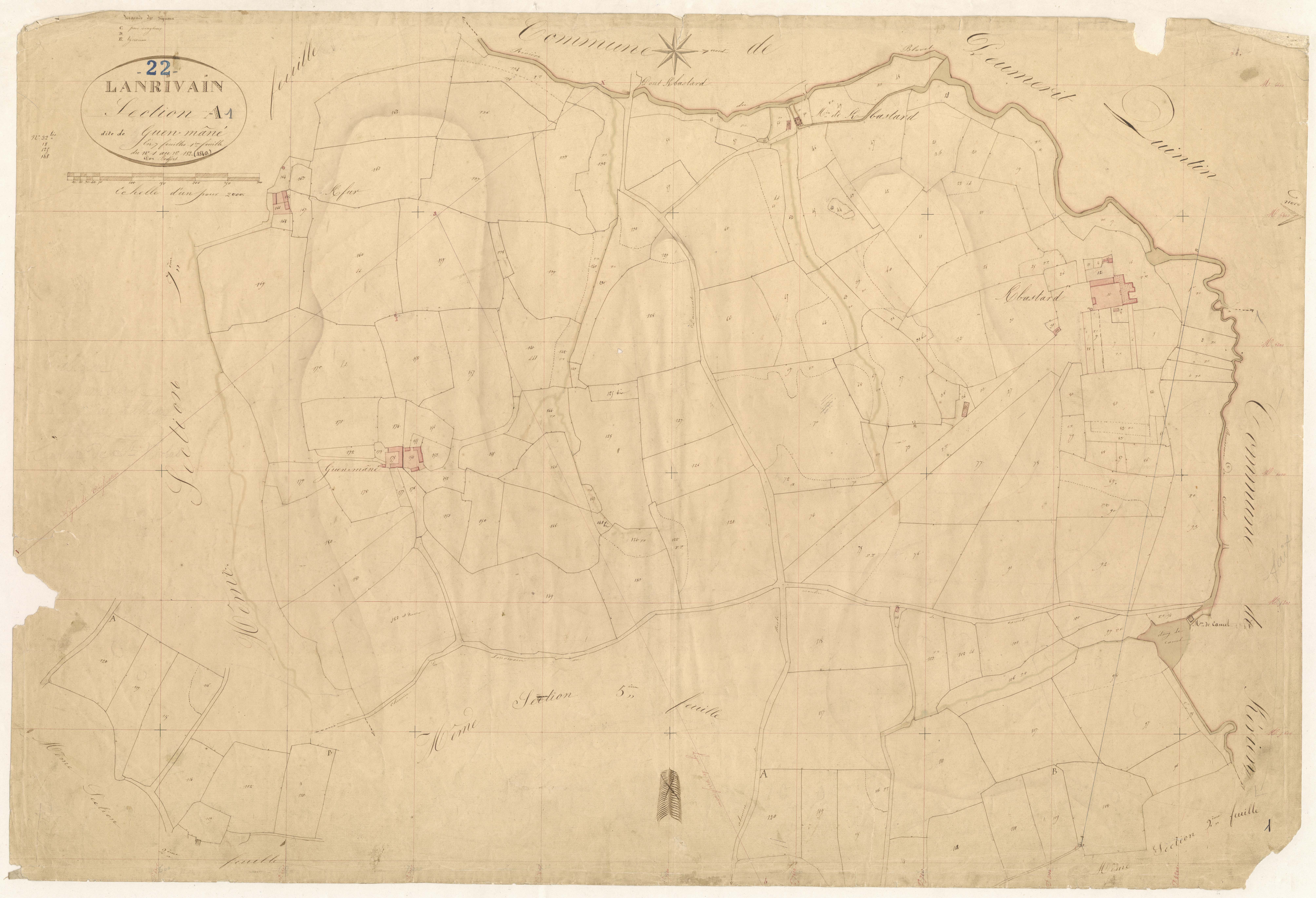 Lanrivain - Section A, 1re feuille