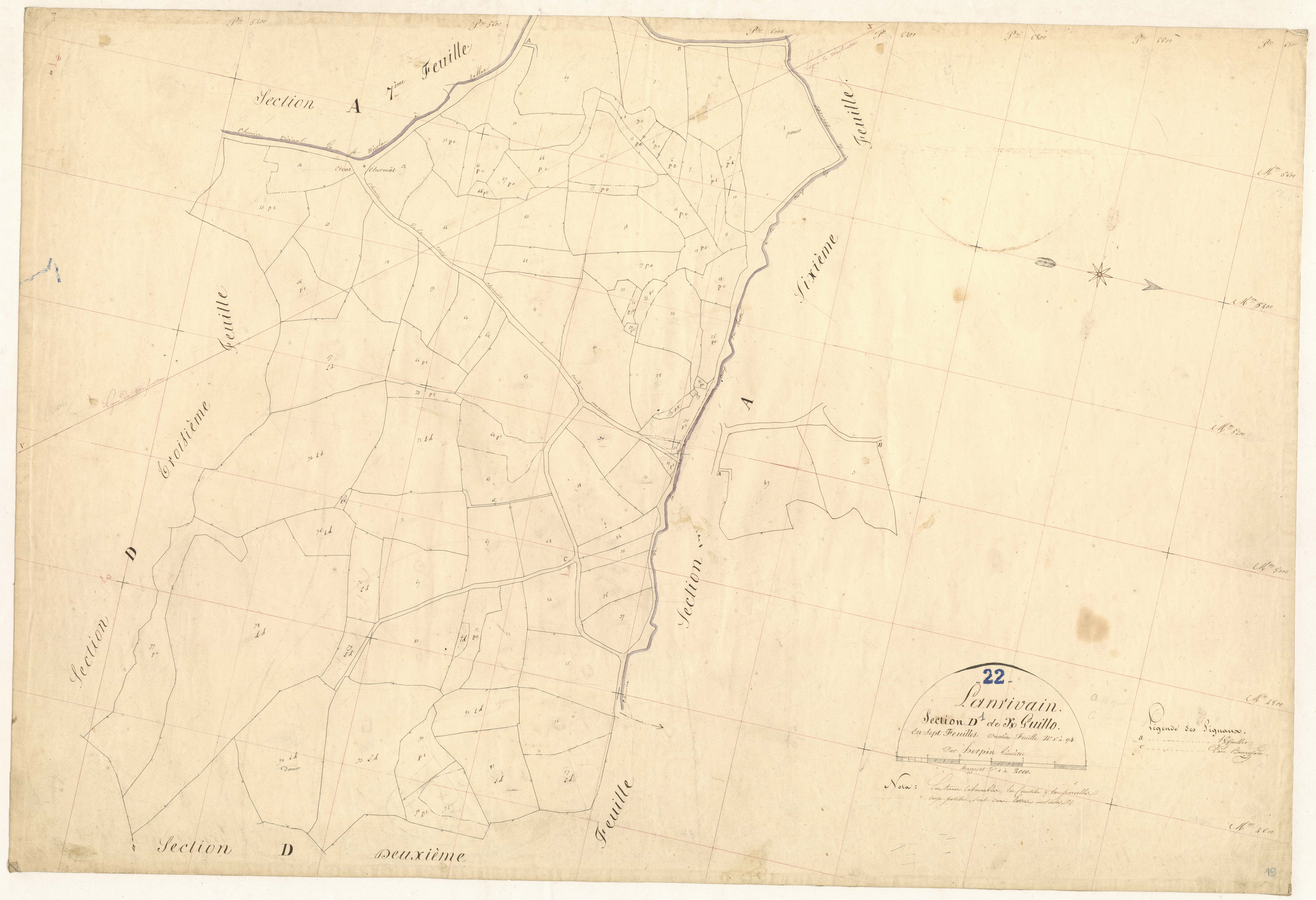 Lanrivain - Section D, 1re feuille