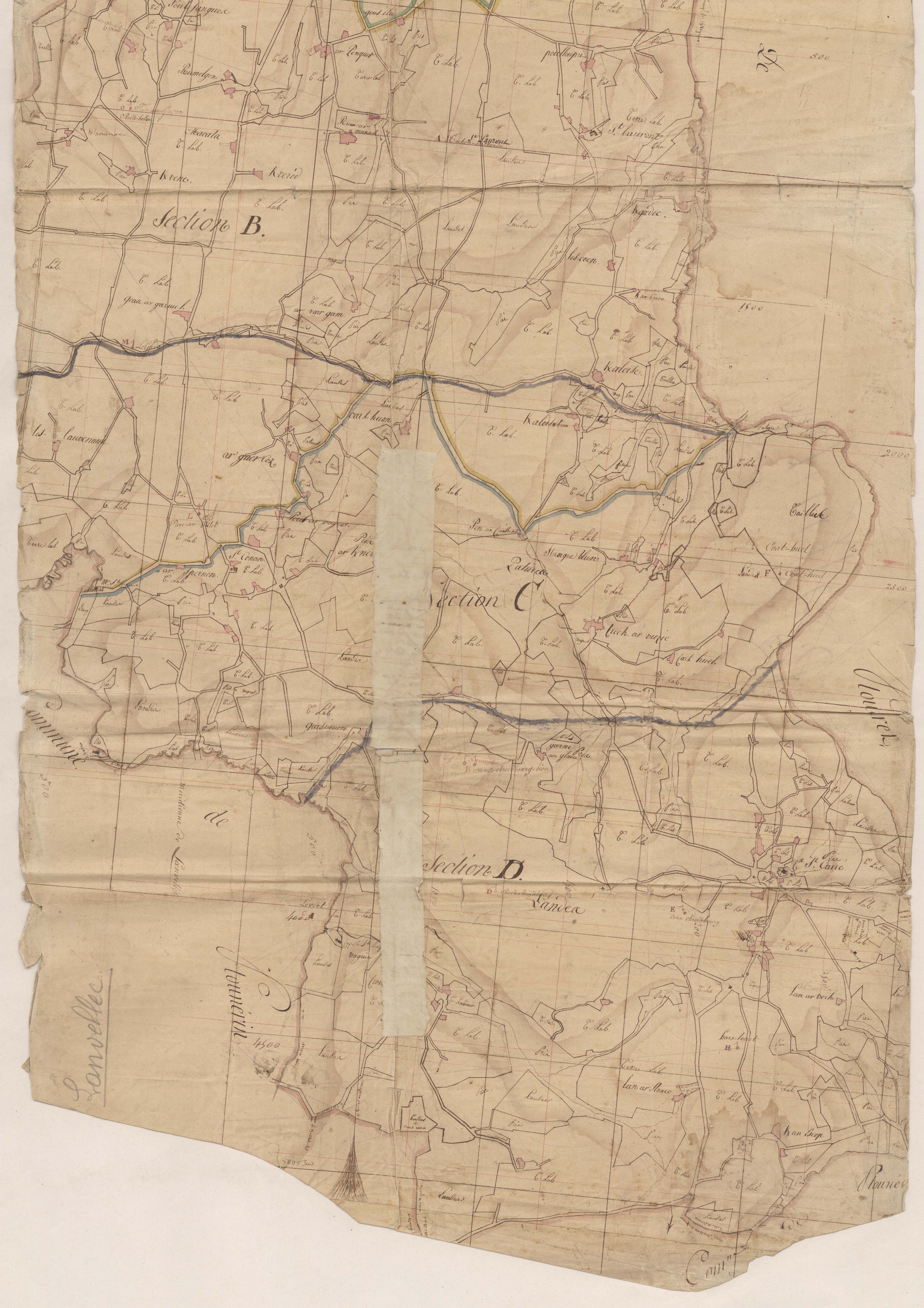 Lanvellec - Plan géométrique, partie sud.