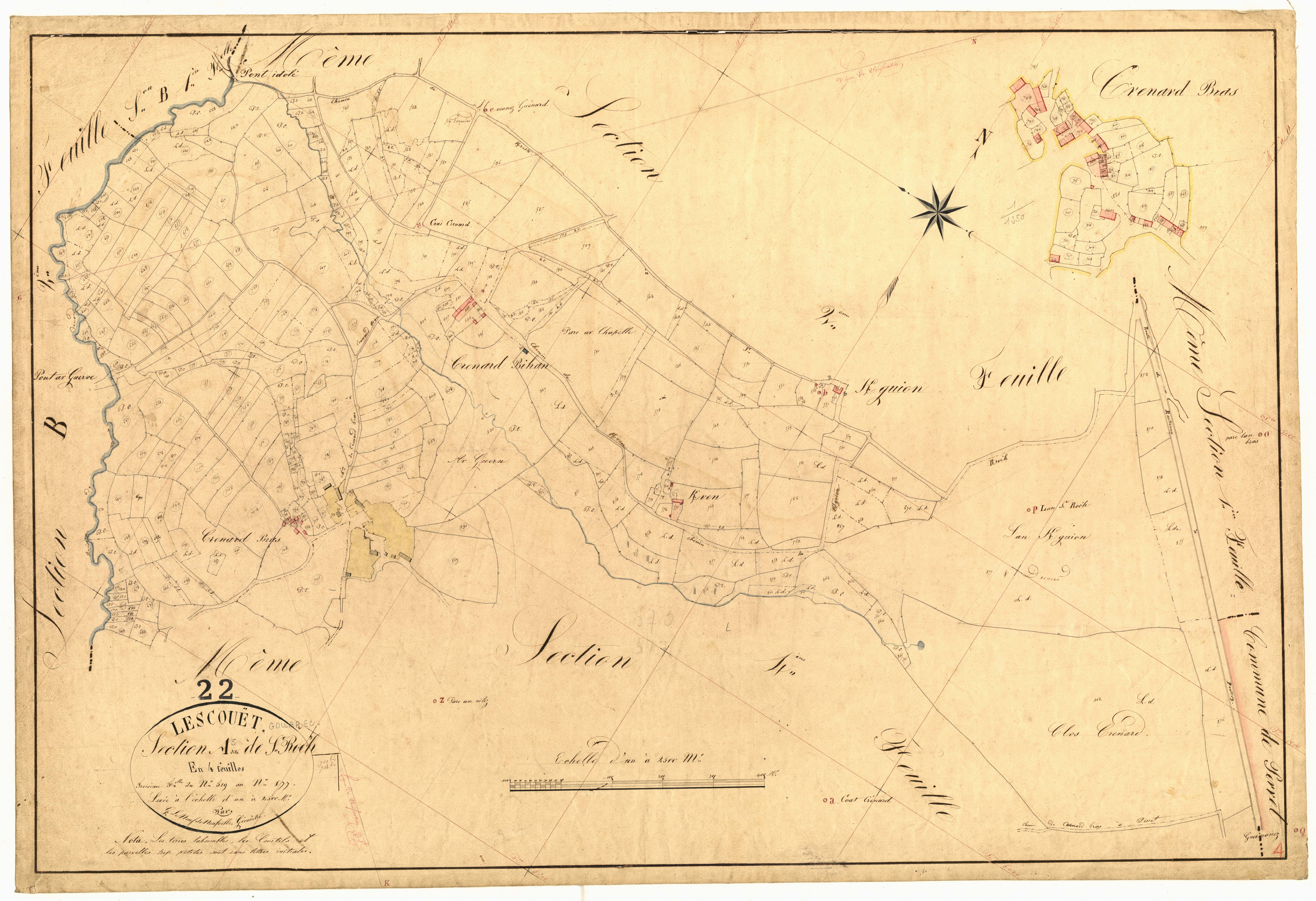 Lescouët-Gouarec - Section A, 3e feuille