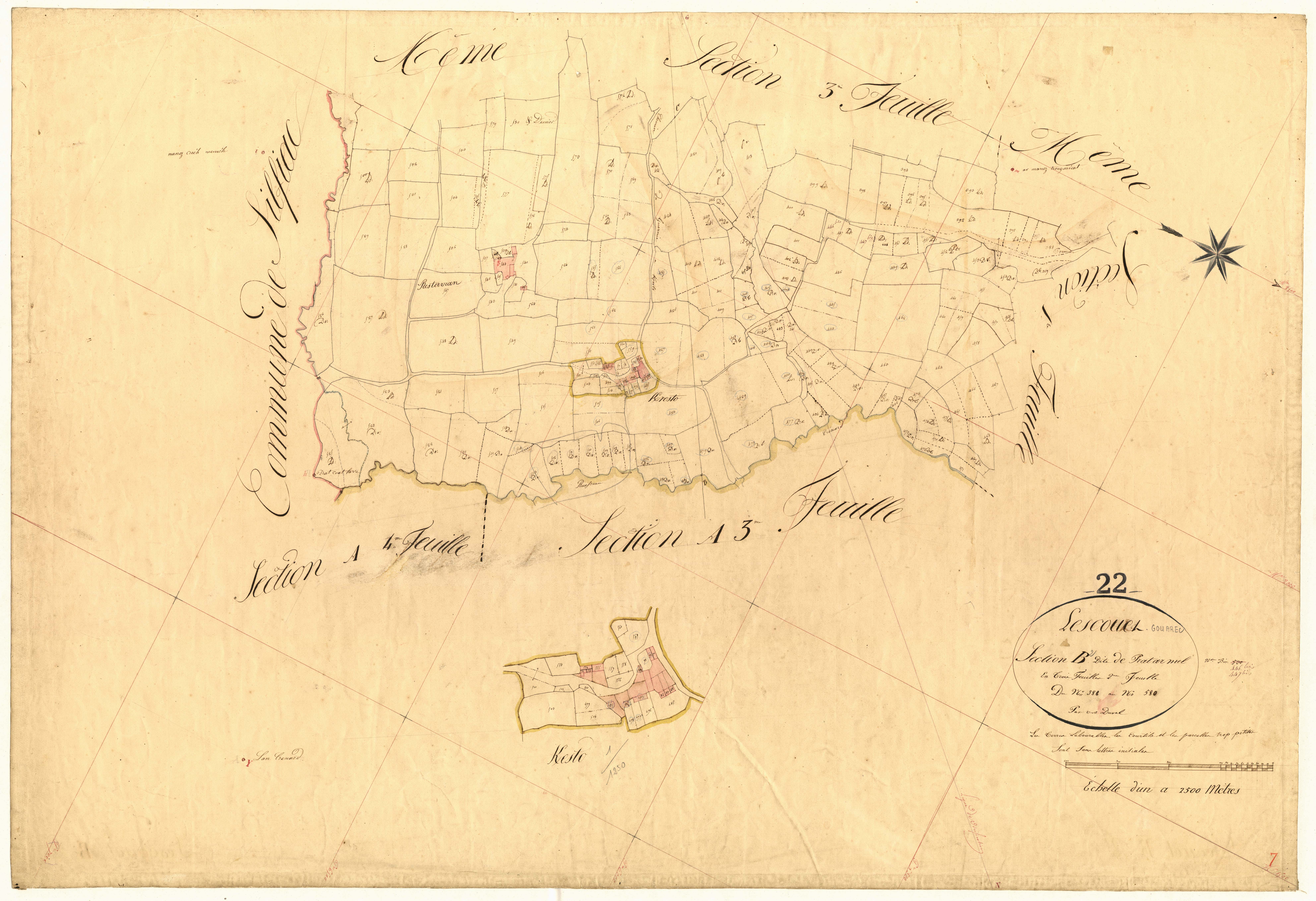 Lescouët-Gouarec - Section B, 2e feuille