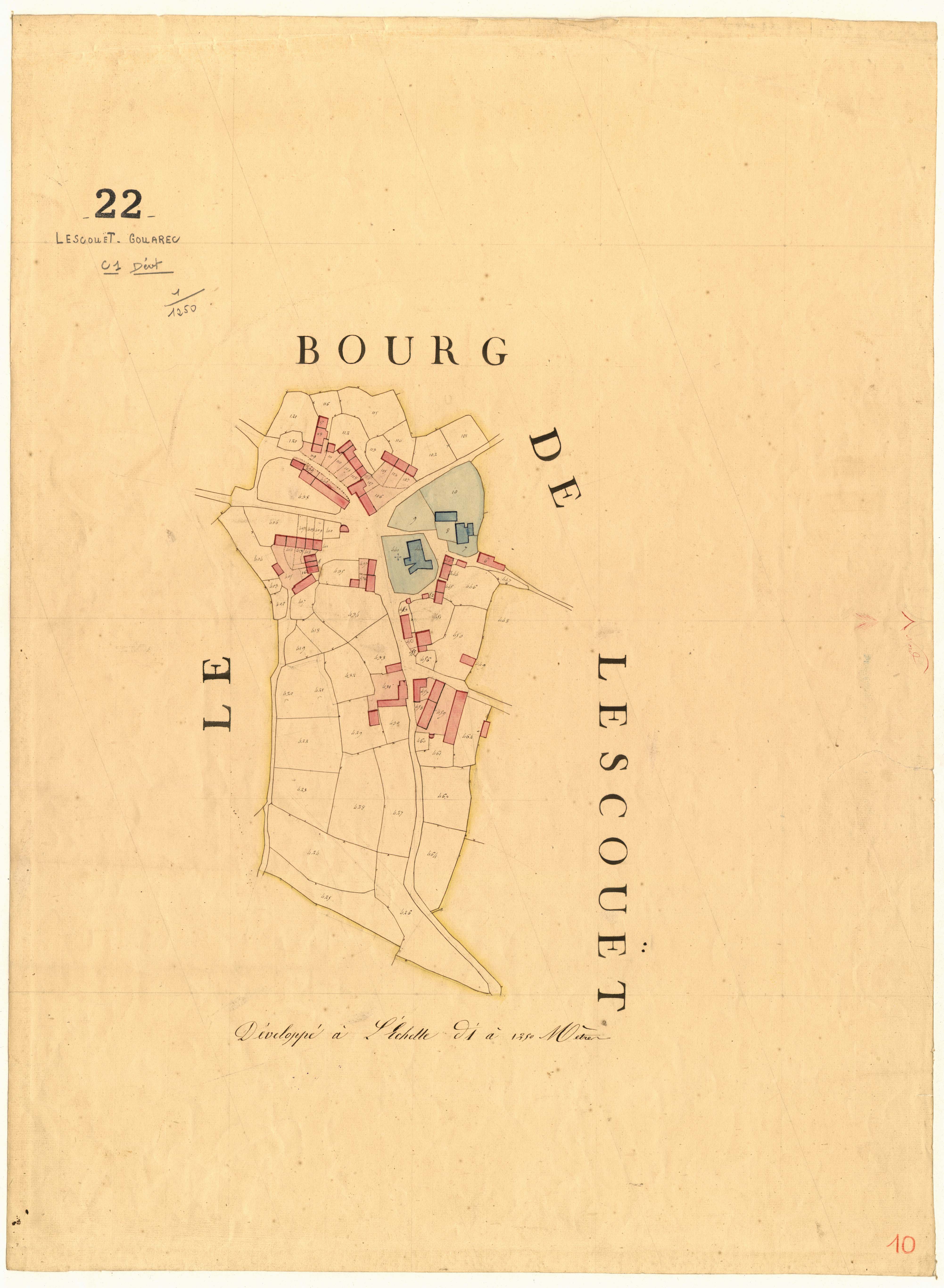 Lescouët-Gouarec - Section C, 1re feuille : développement