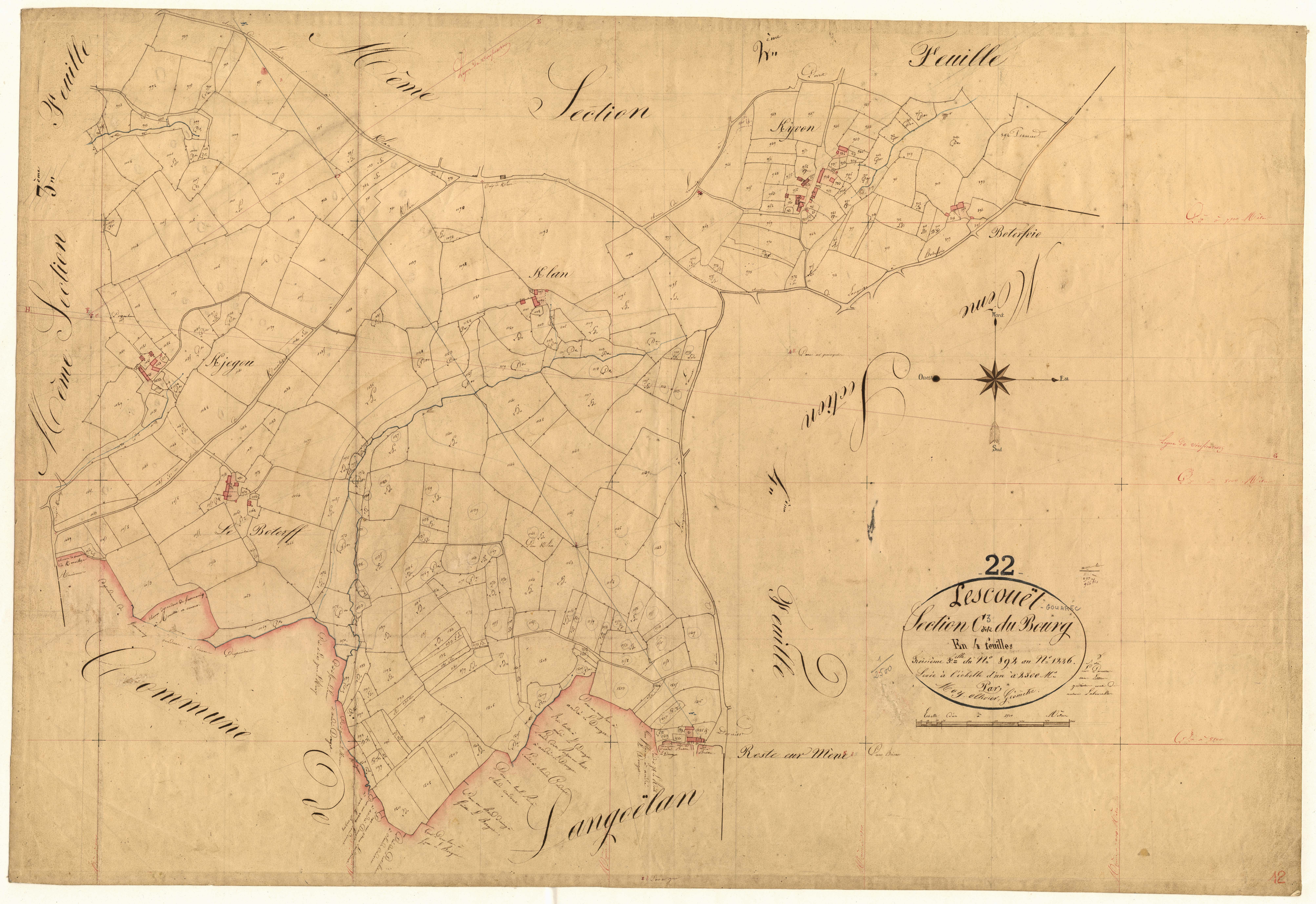 Lescouët-Gouarec - Section C, 3e feuille