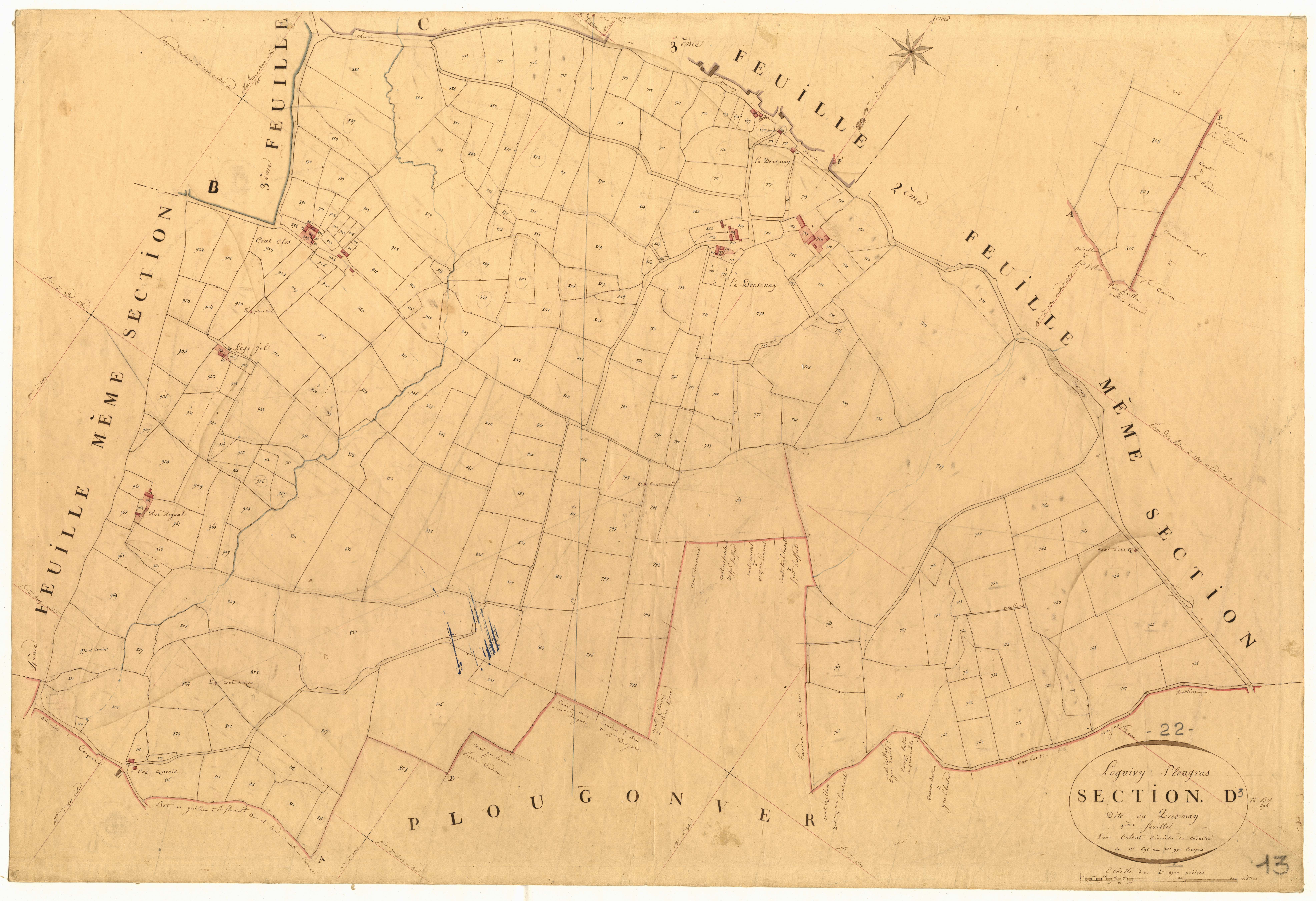 Loguivy-Plougras - Section D, 3e feuille