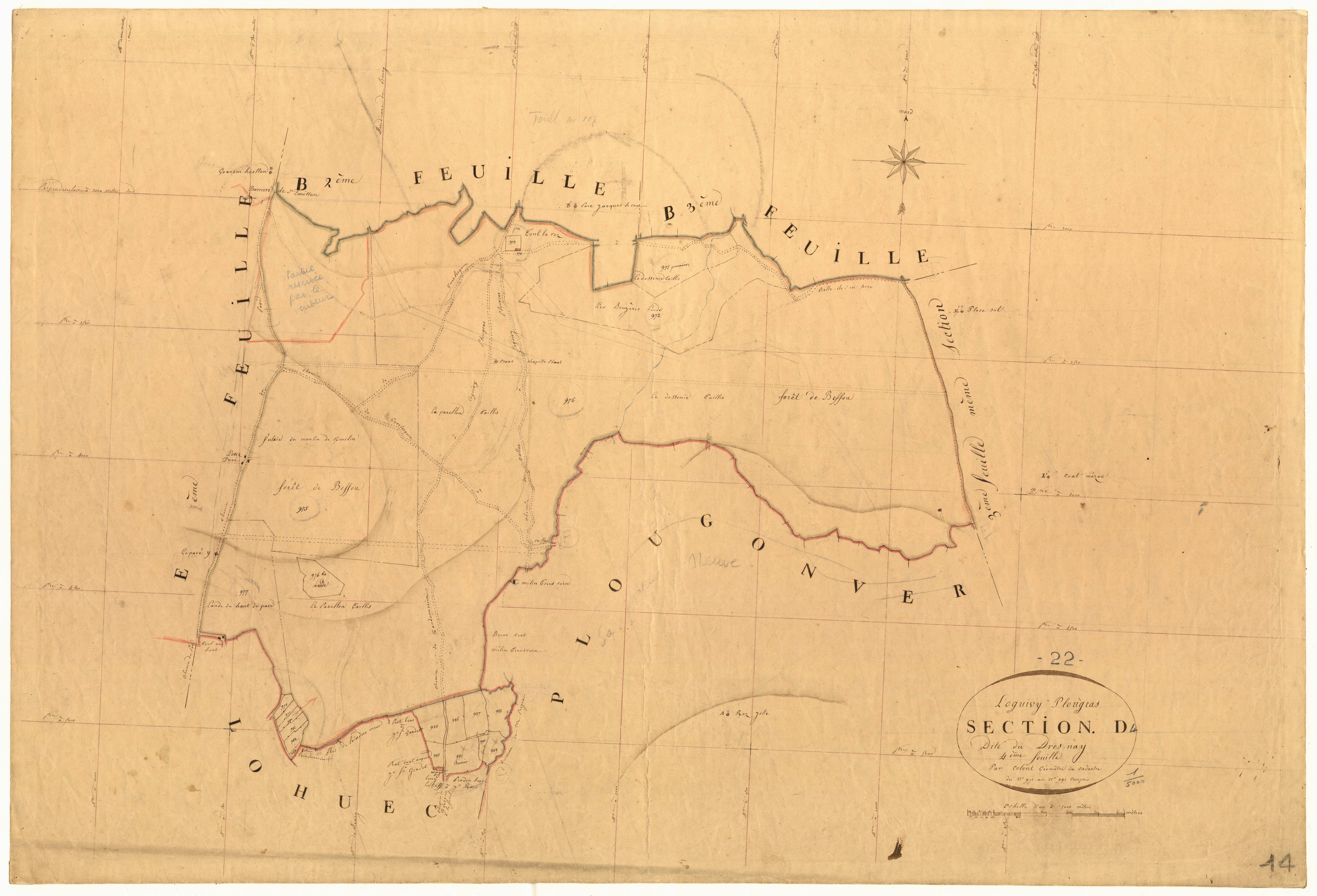 Loguivy-Plougras - Section D, 4e feuille