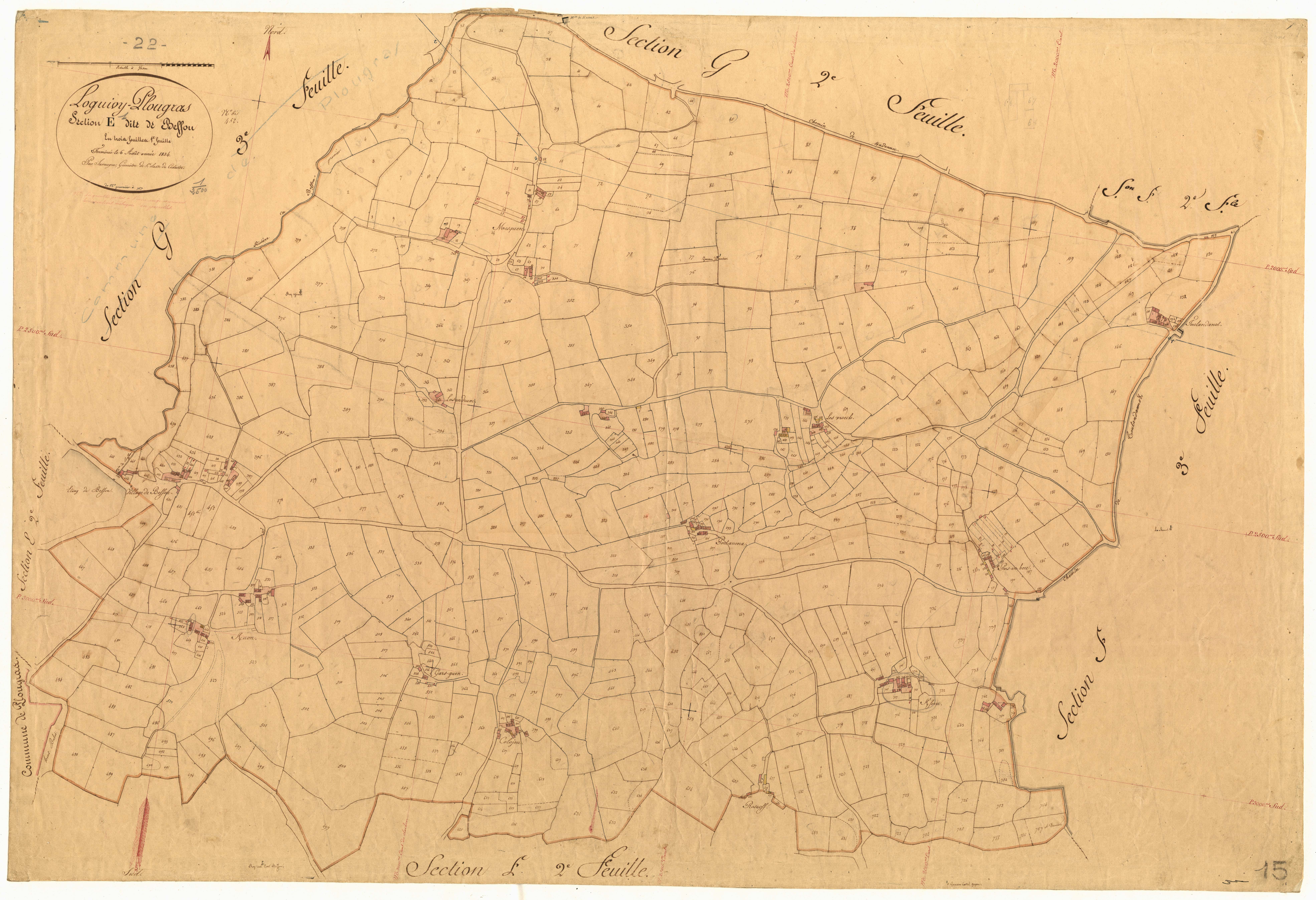 Loguivy-Plougras - Section E, 1re feuille