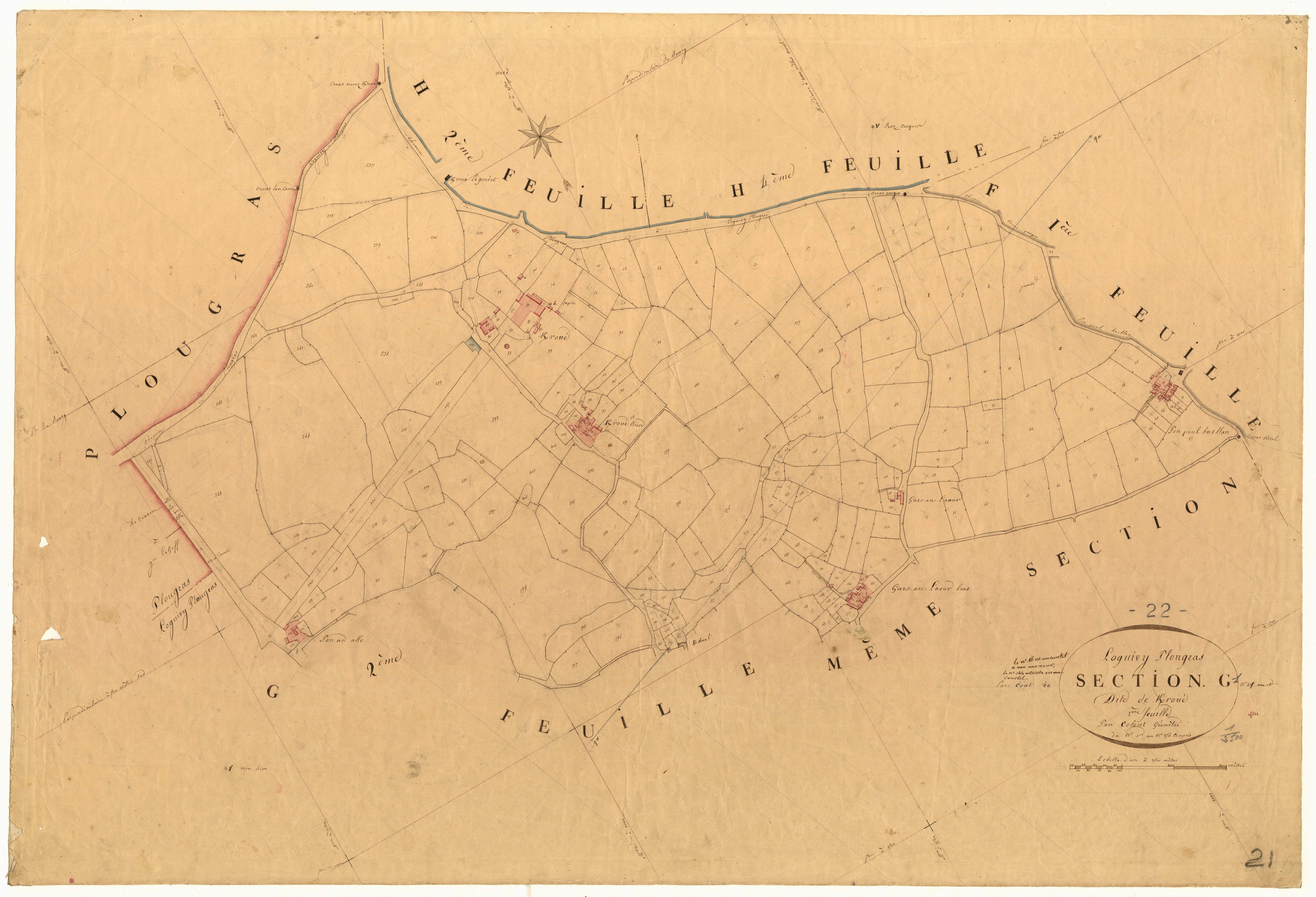 Loguivy-Plougras - Section G, 1re feuille