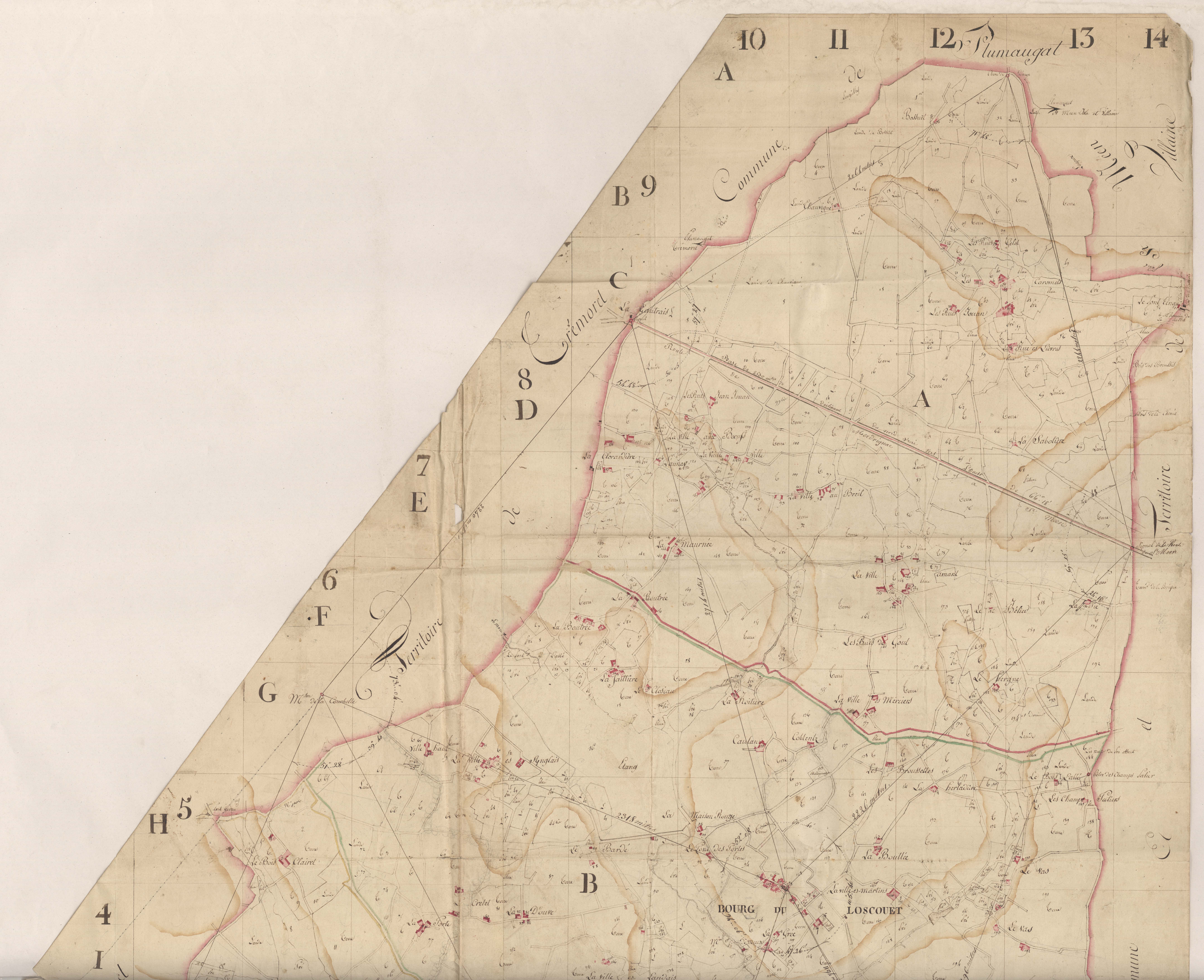 Loscouët-sur-Meu - Plan géométrique, partie nord.