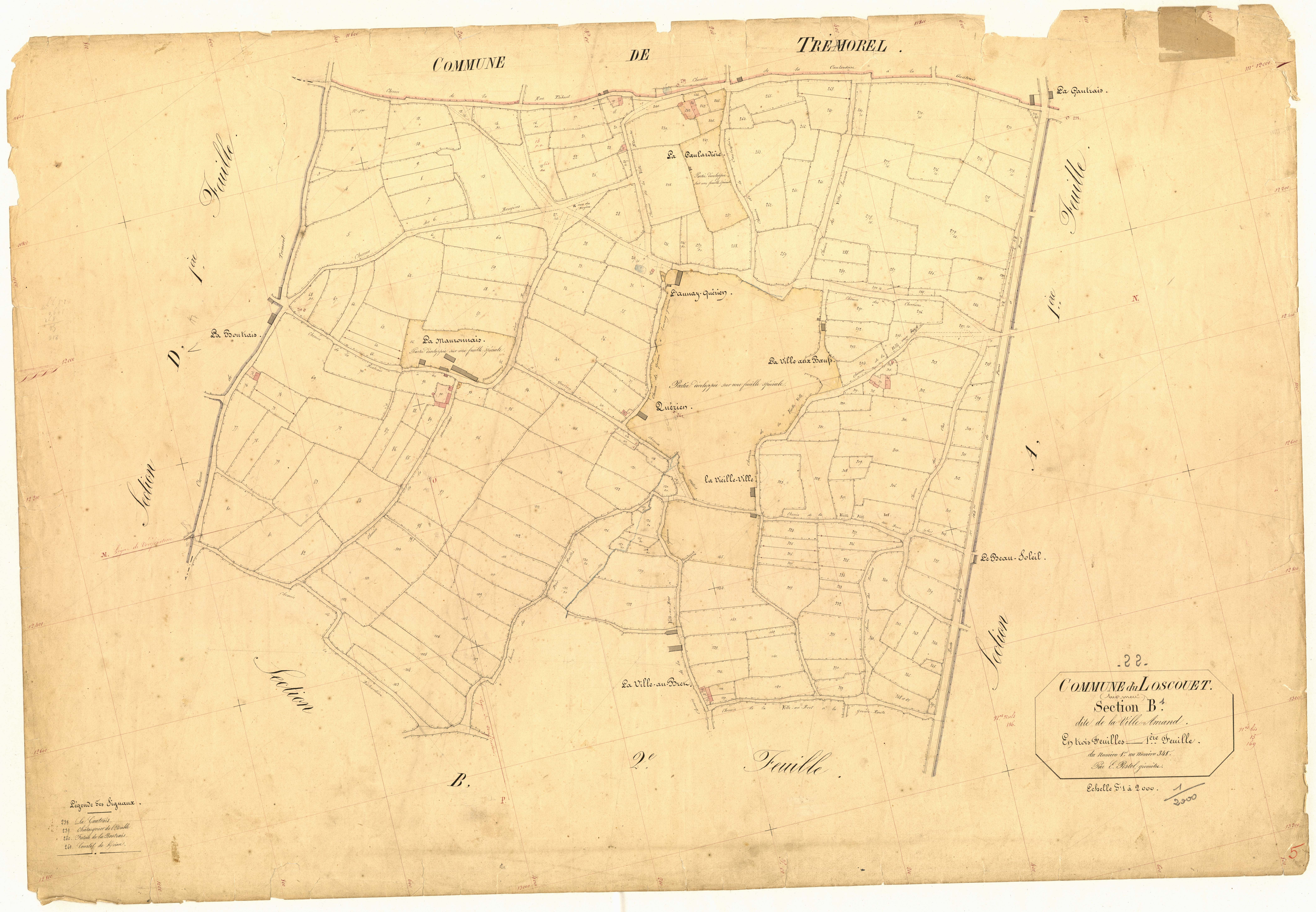 Loscouët-sur-Meu - Section B, 1re feuille
