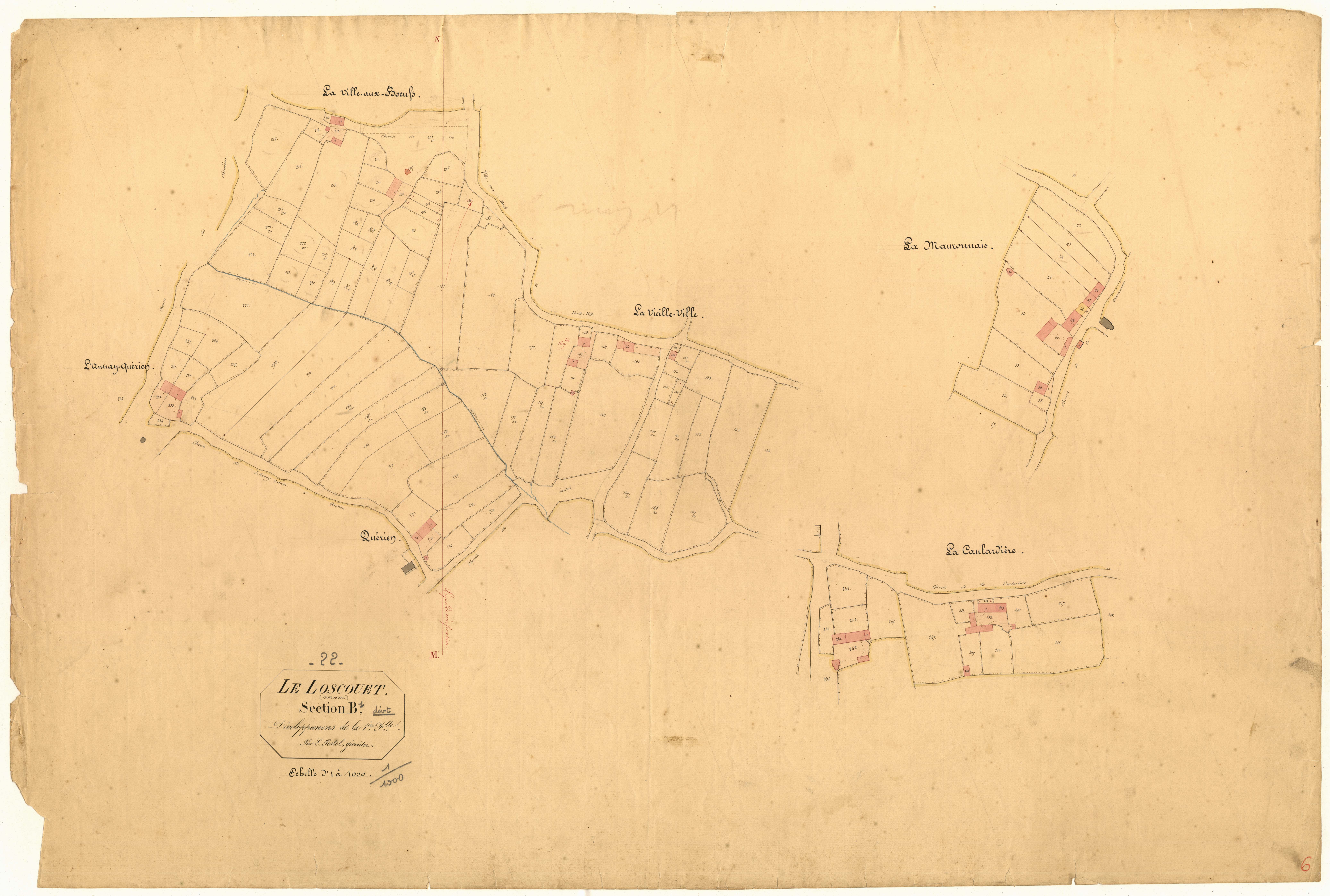Loscouët-sur-Meu - Section B, 1re feuille : développement