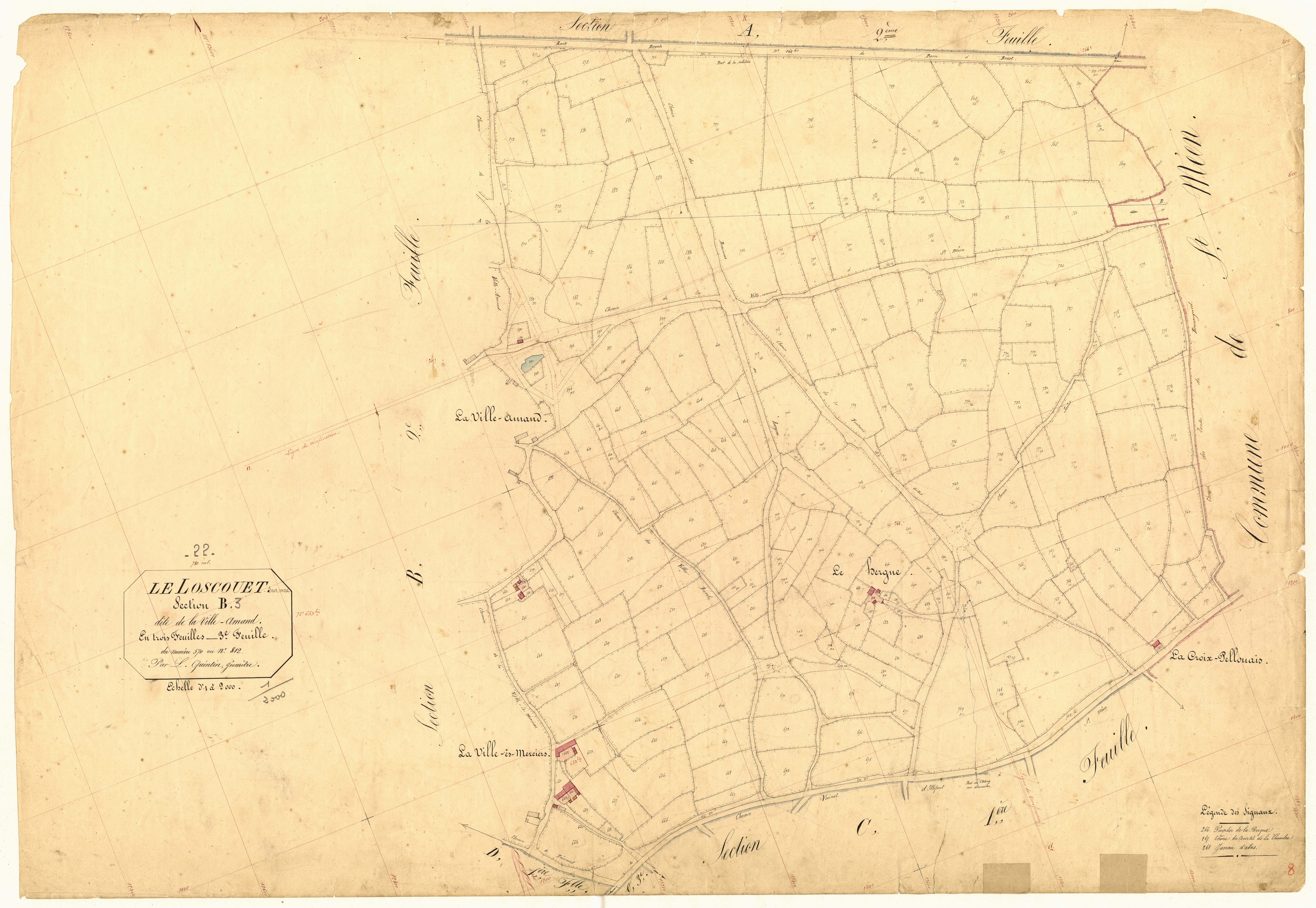 Loscouët-sur-Meu - Section B, 3e feuille