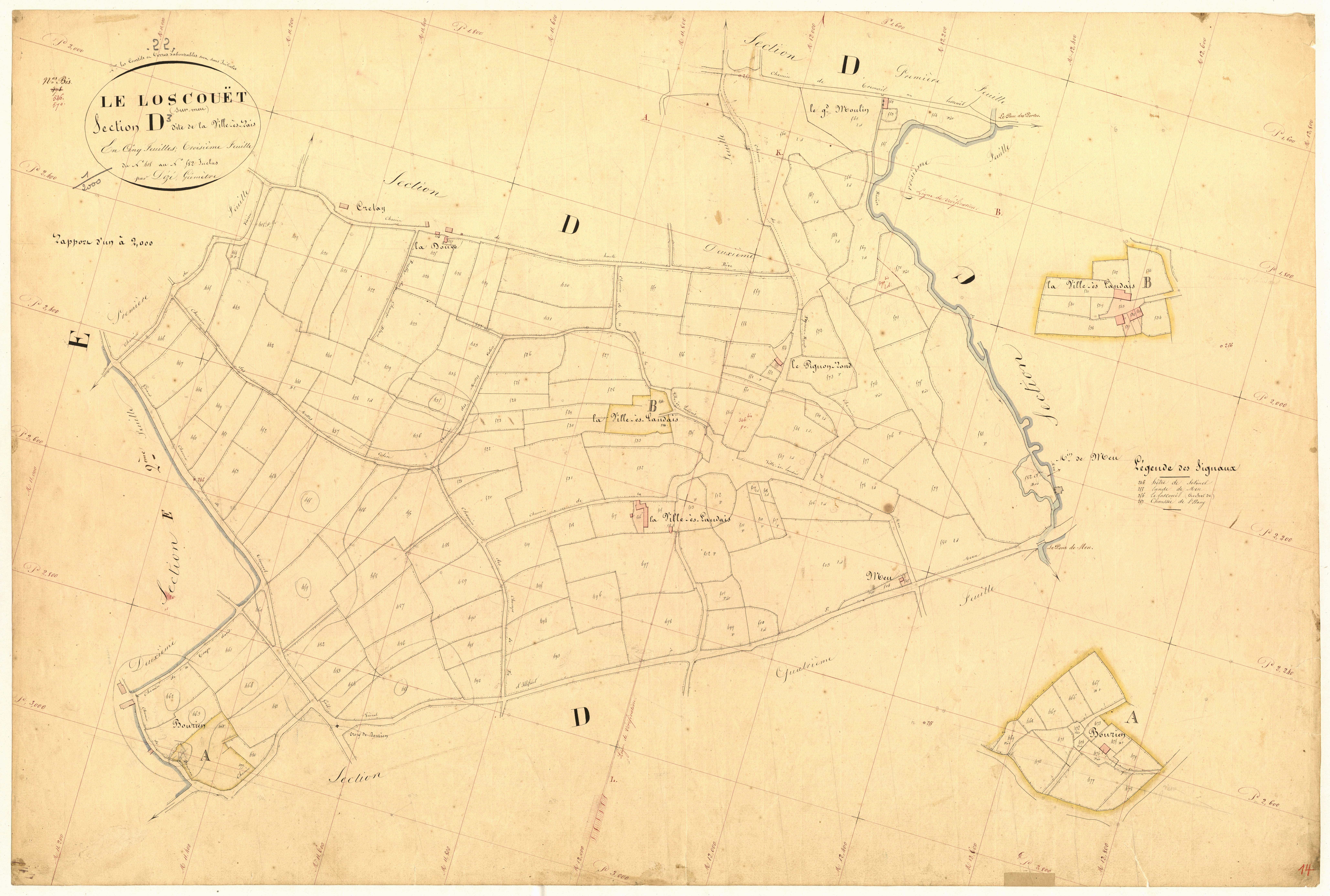 Loscouët-sur-Meu - Section D, 3e feuille