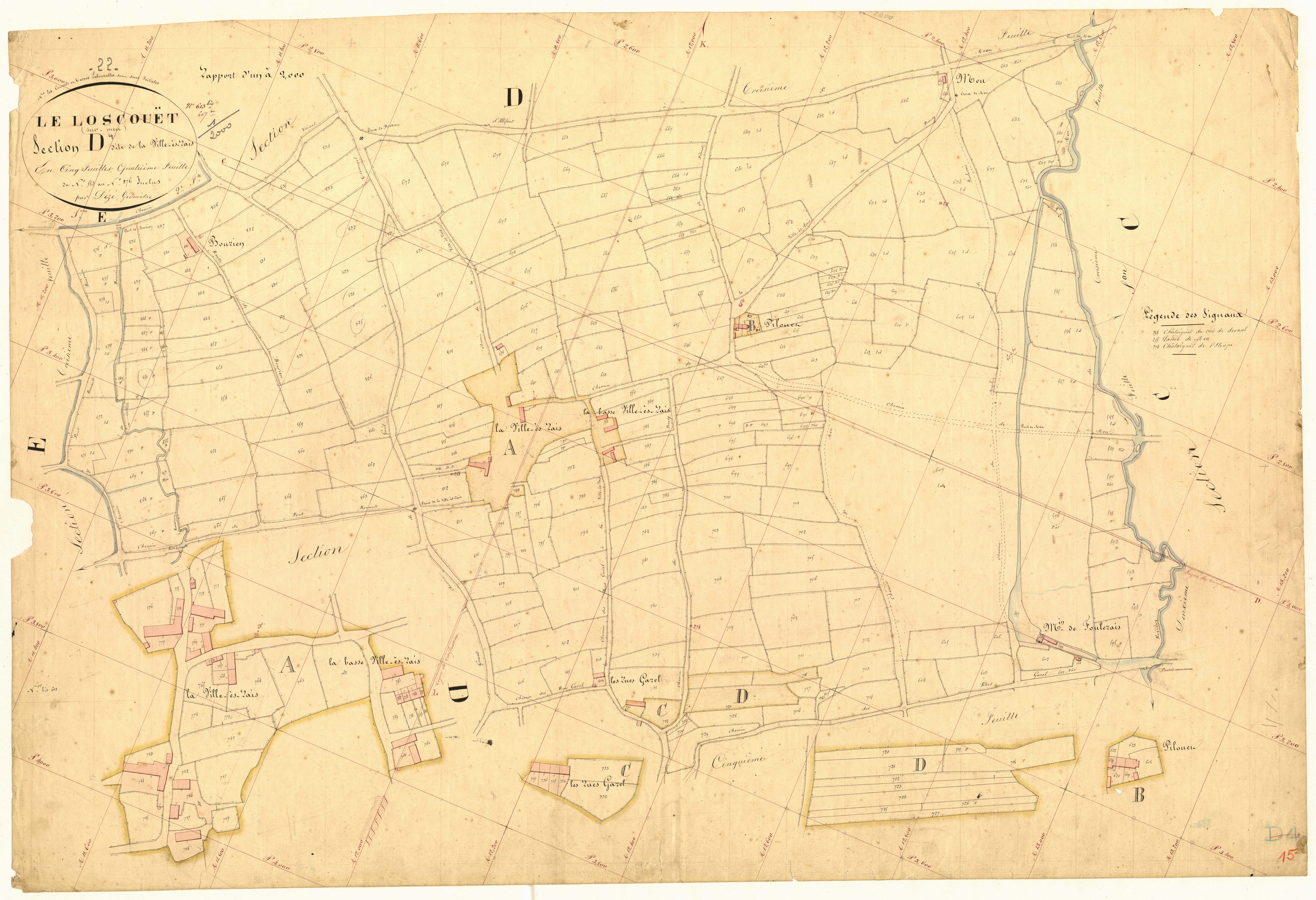 Loscouët-sur-Meu - Section D, 4e feuille