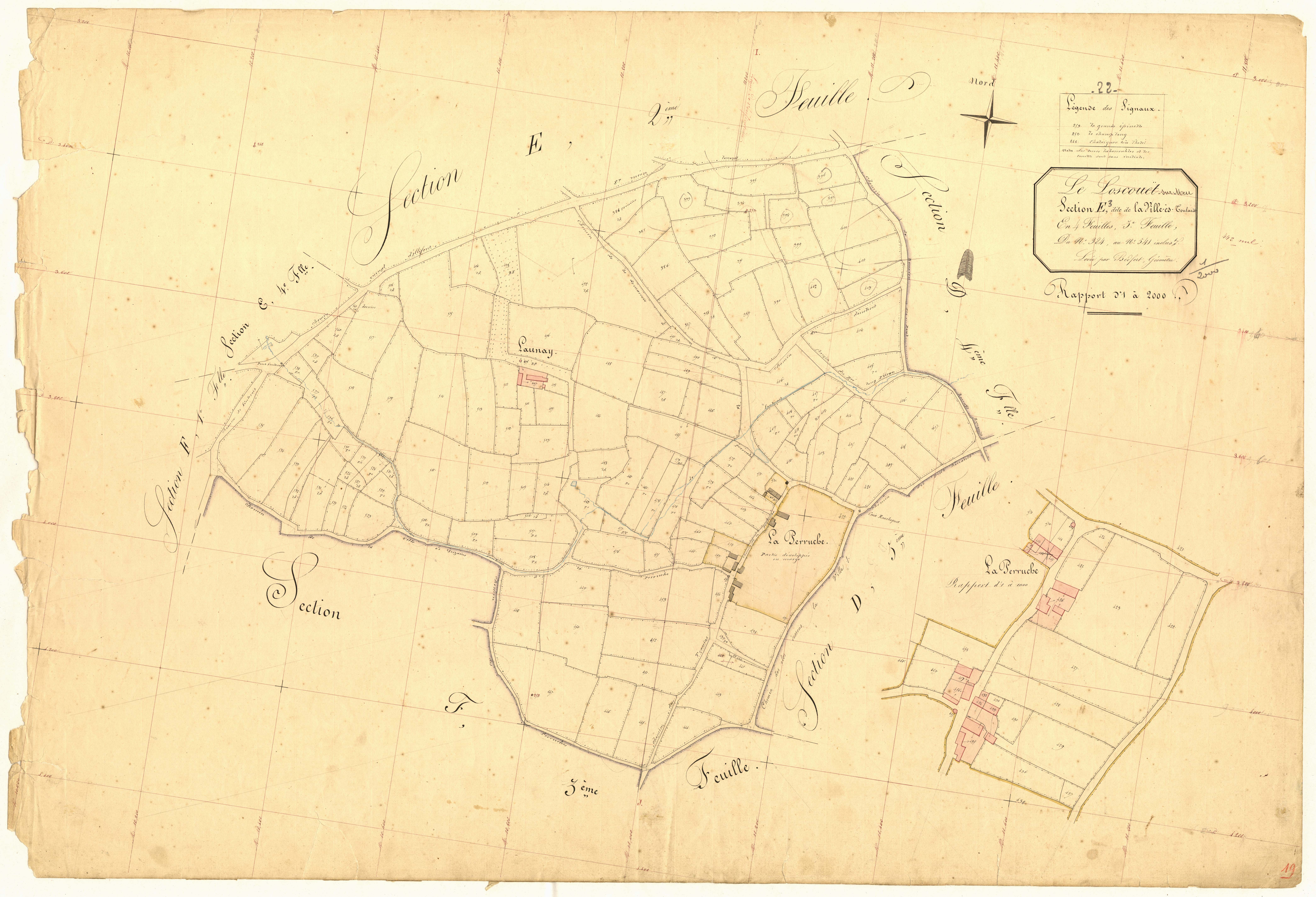 Loscouët-sur-Meu - Section E, 3e feuille