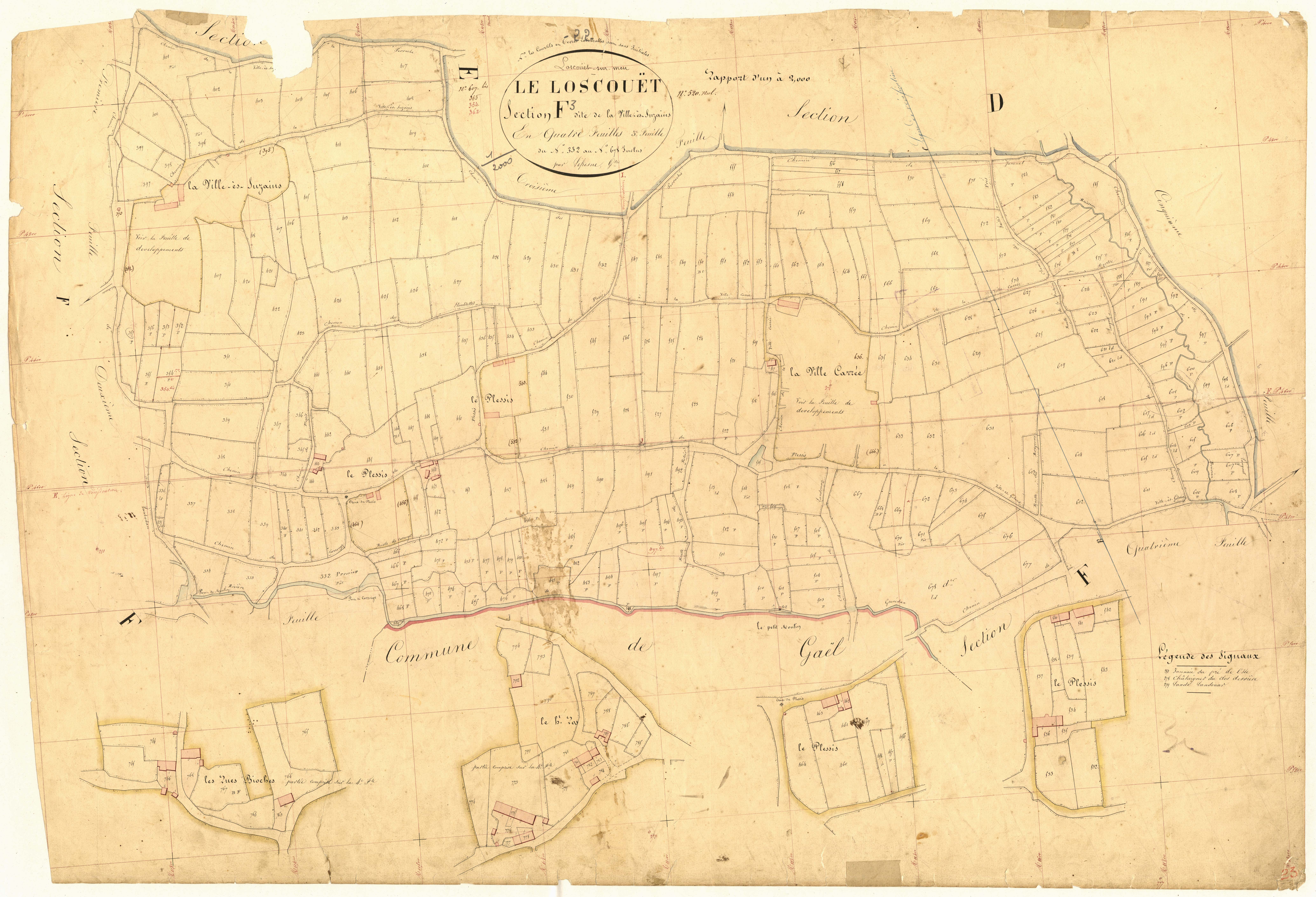 Loscouët-sur-Meu - Section F, 3e feuille