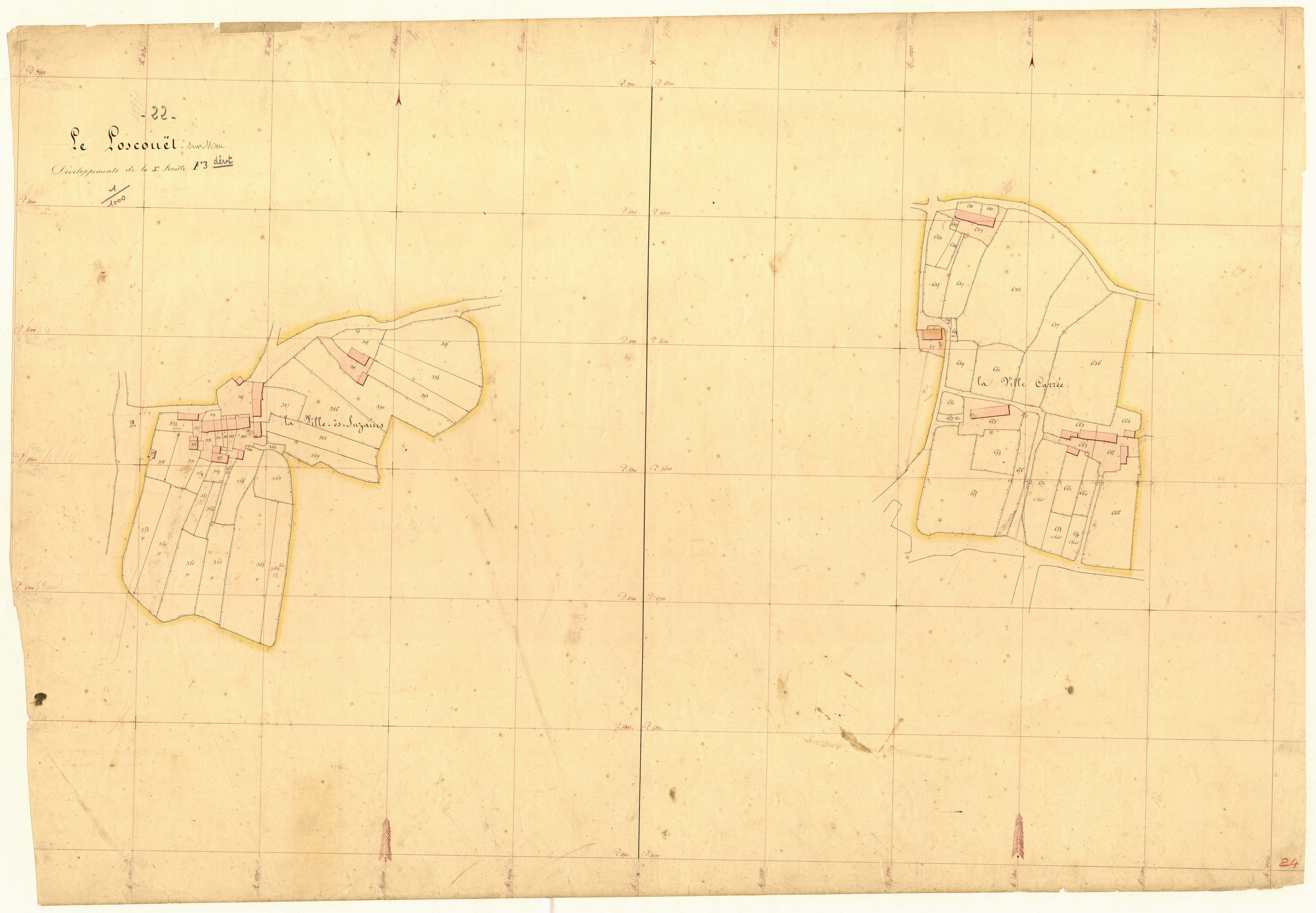 Loscouët-sur-Meu - Section F, 3e feuille : développement