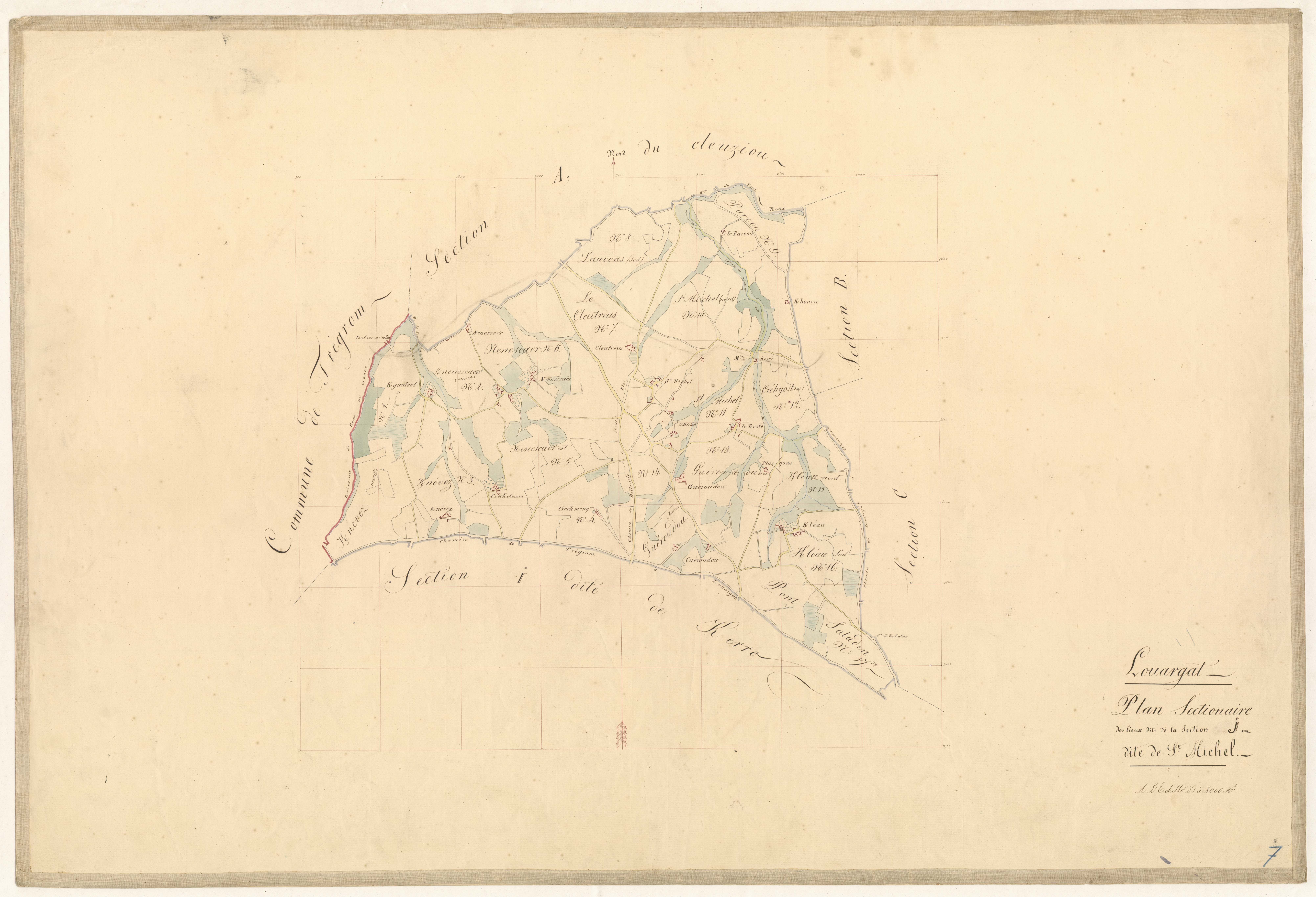 Louargat - Tableau d'assemblage des lieux-dits : section J