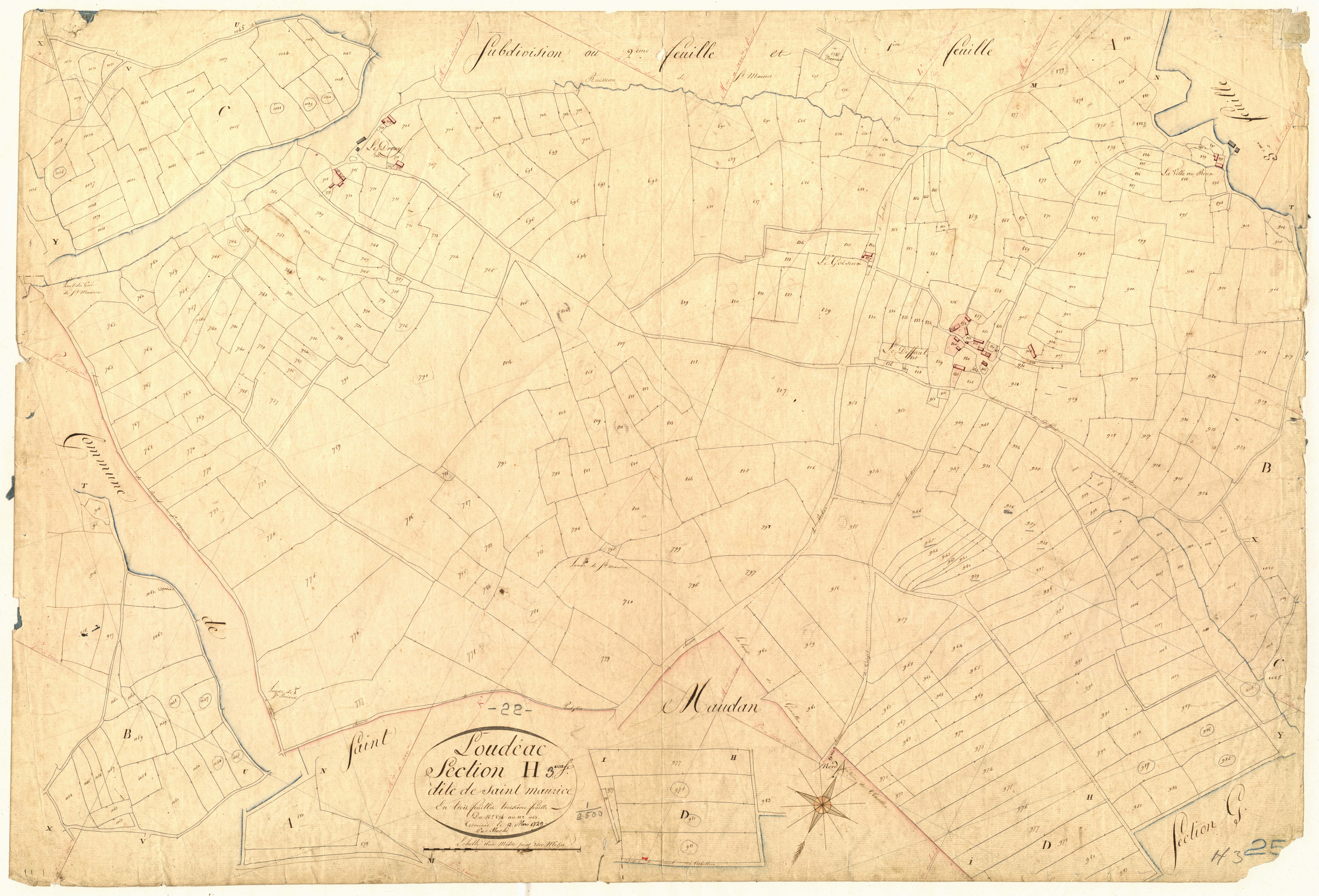 Loudéac - Section H, 3e feuille