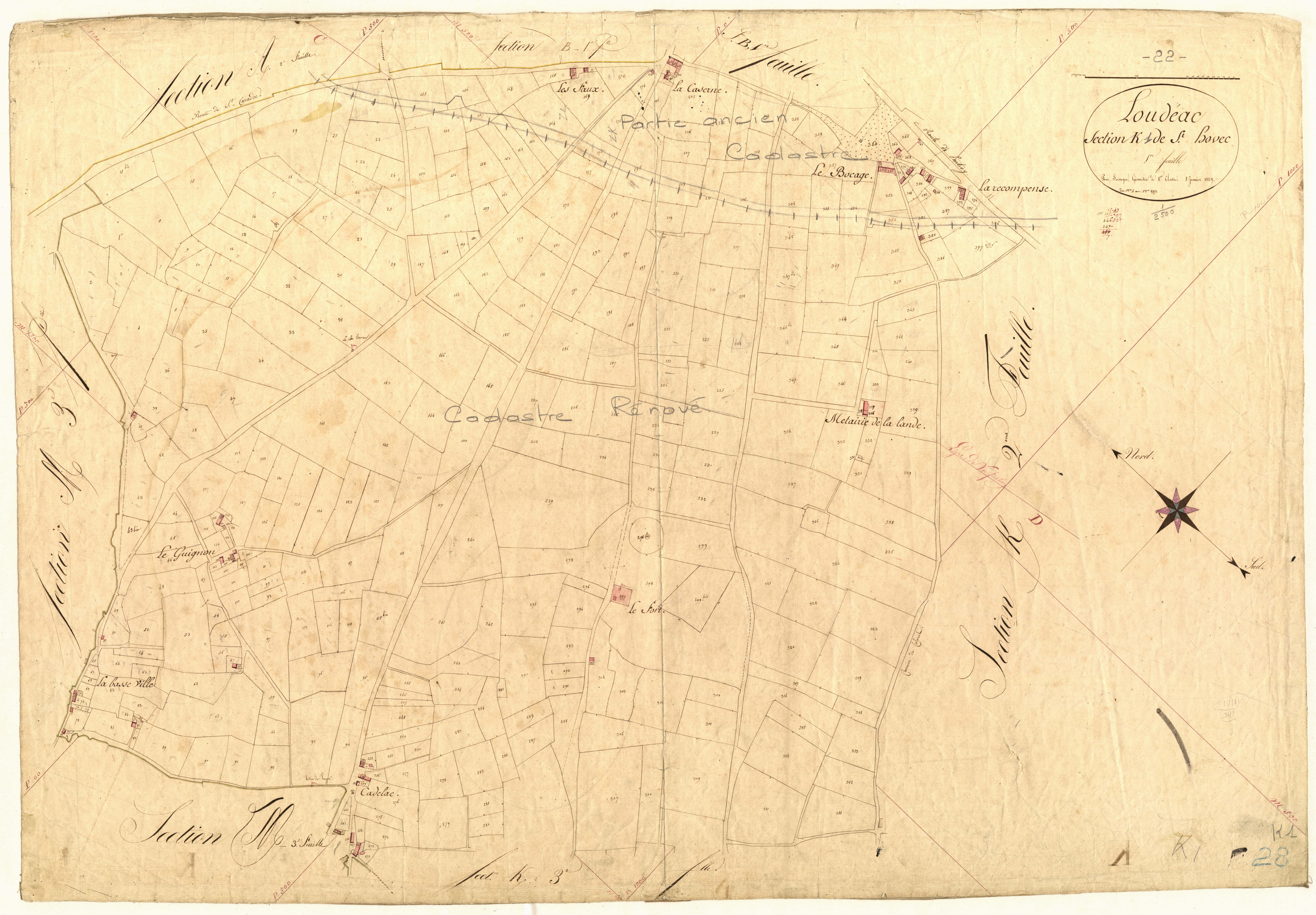 Loudéac - Section K, 1re feuille