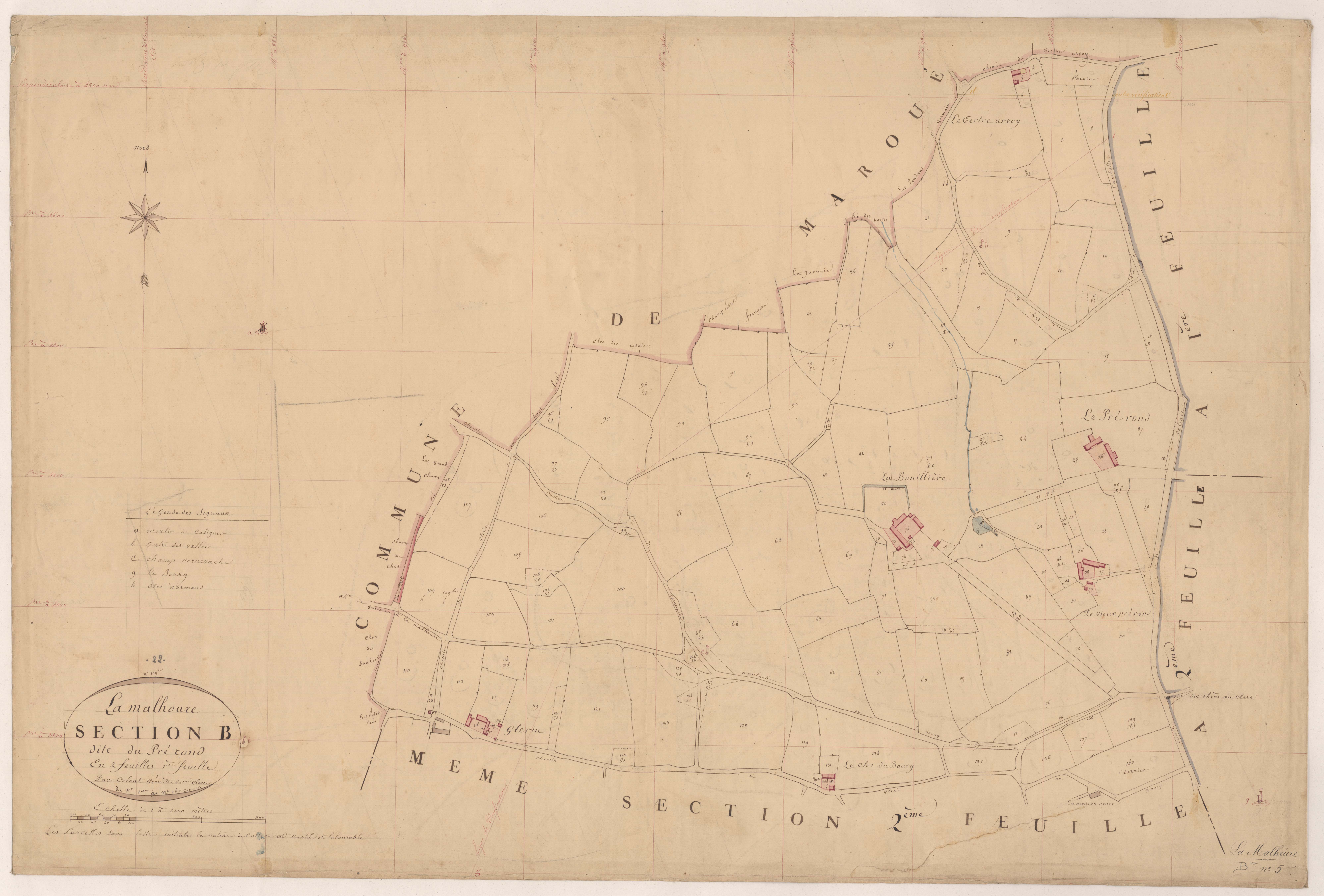 La Malhoure - Section B, 1re feuille