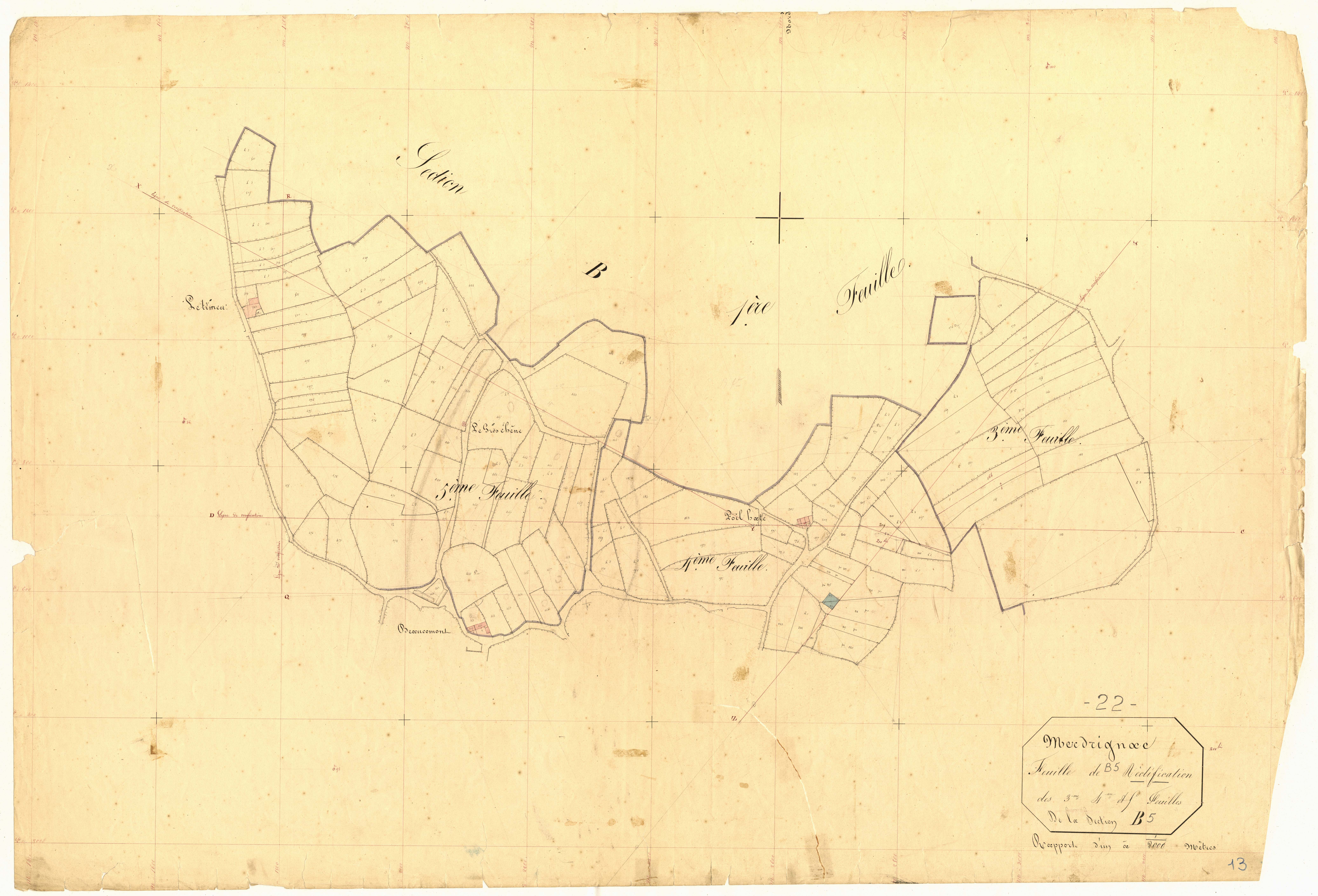 Merdrignac - Section B, feuilles 3, 4 et 5 : développement