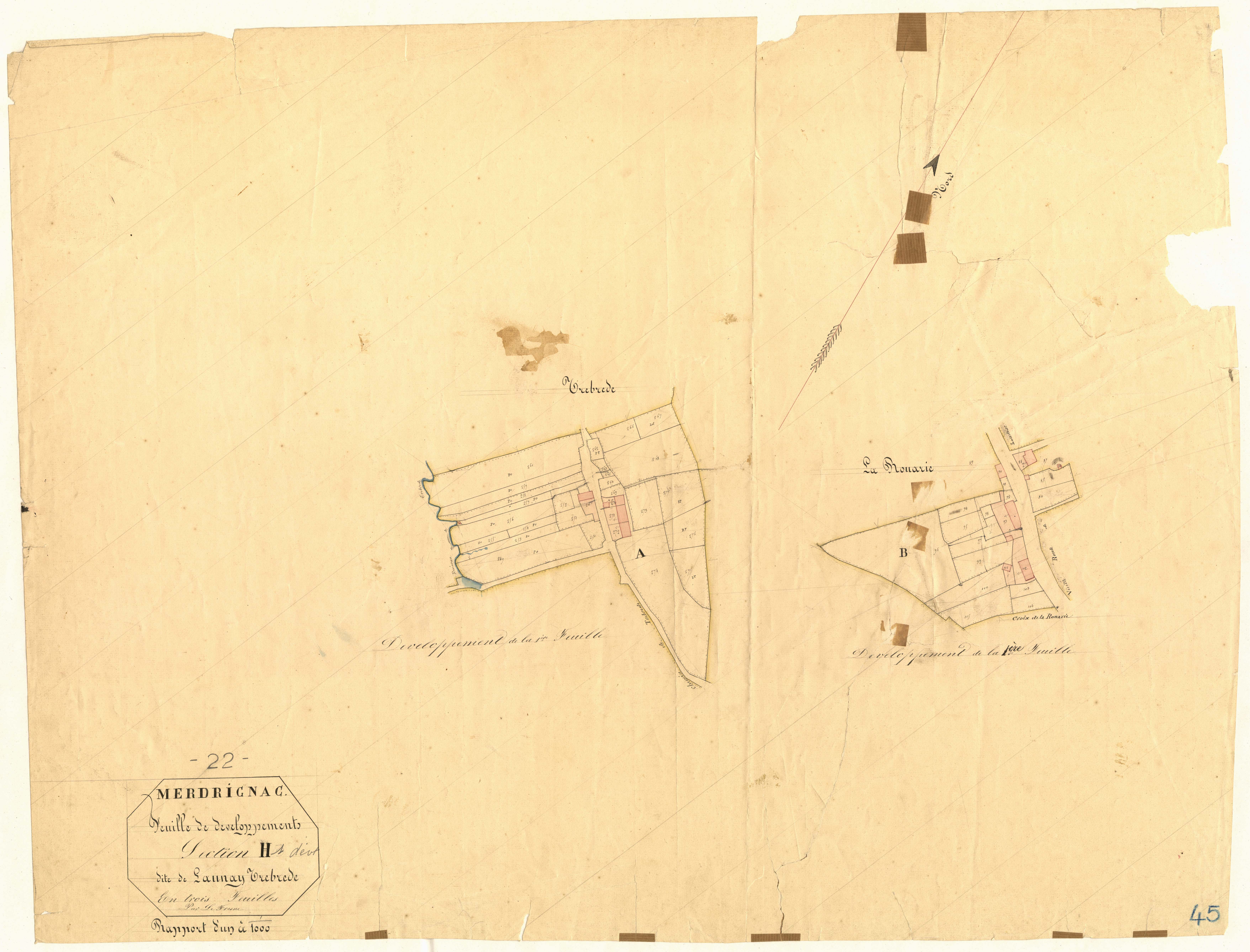 Merdrignac - Section H, 1re feuille : développement
