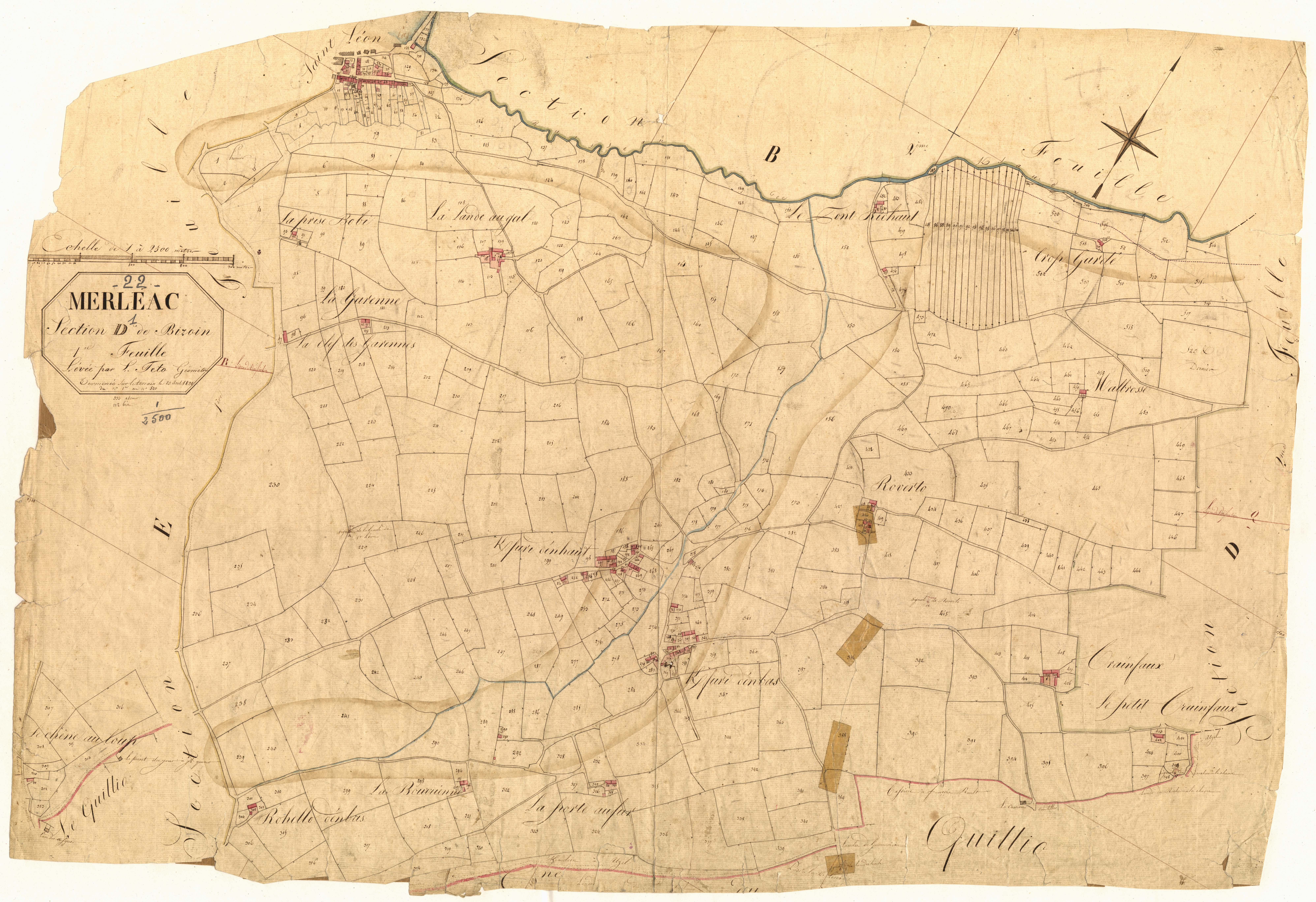 Merléac - Section D, 1re feuille