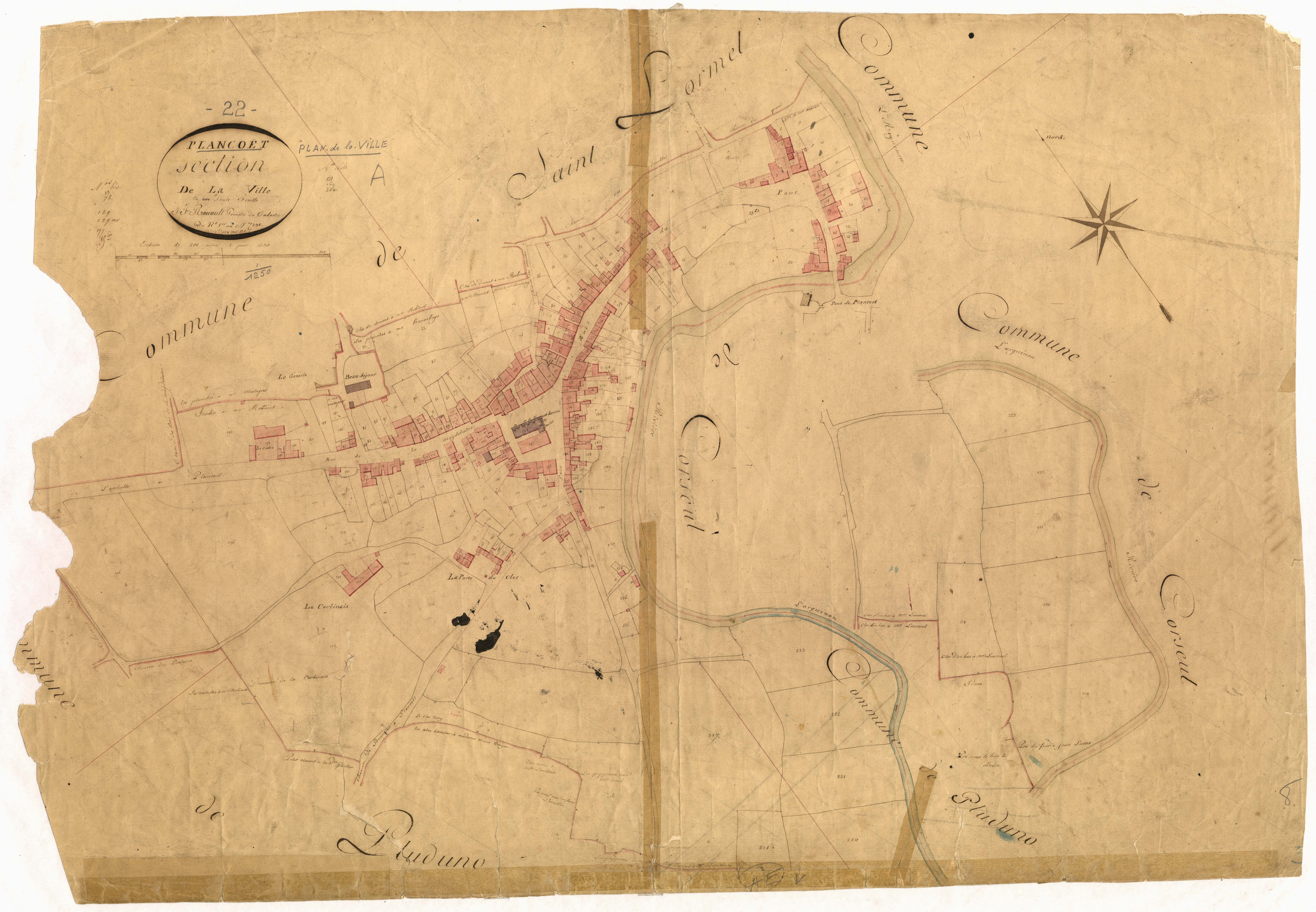 Plancoët - Plan de la ville en une seule feuille