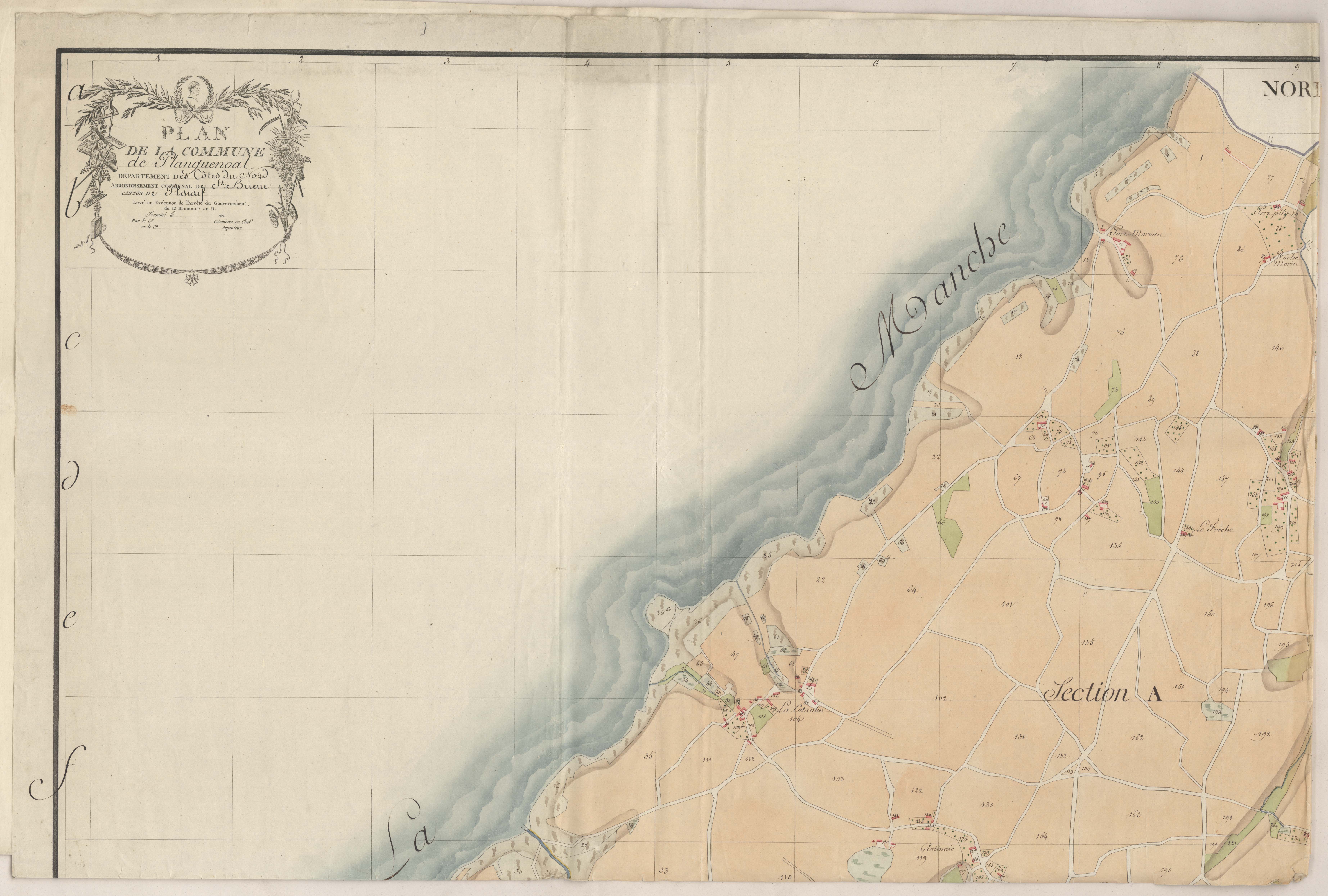 Lamballe-Armor - Plan par masse de culture, partie nord-ouest.