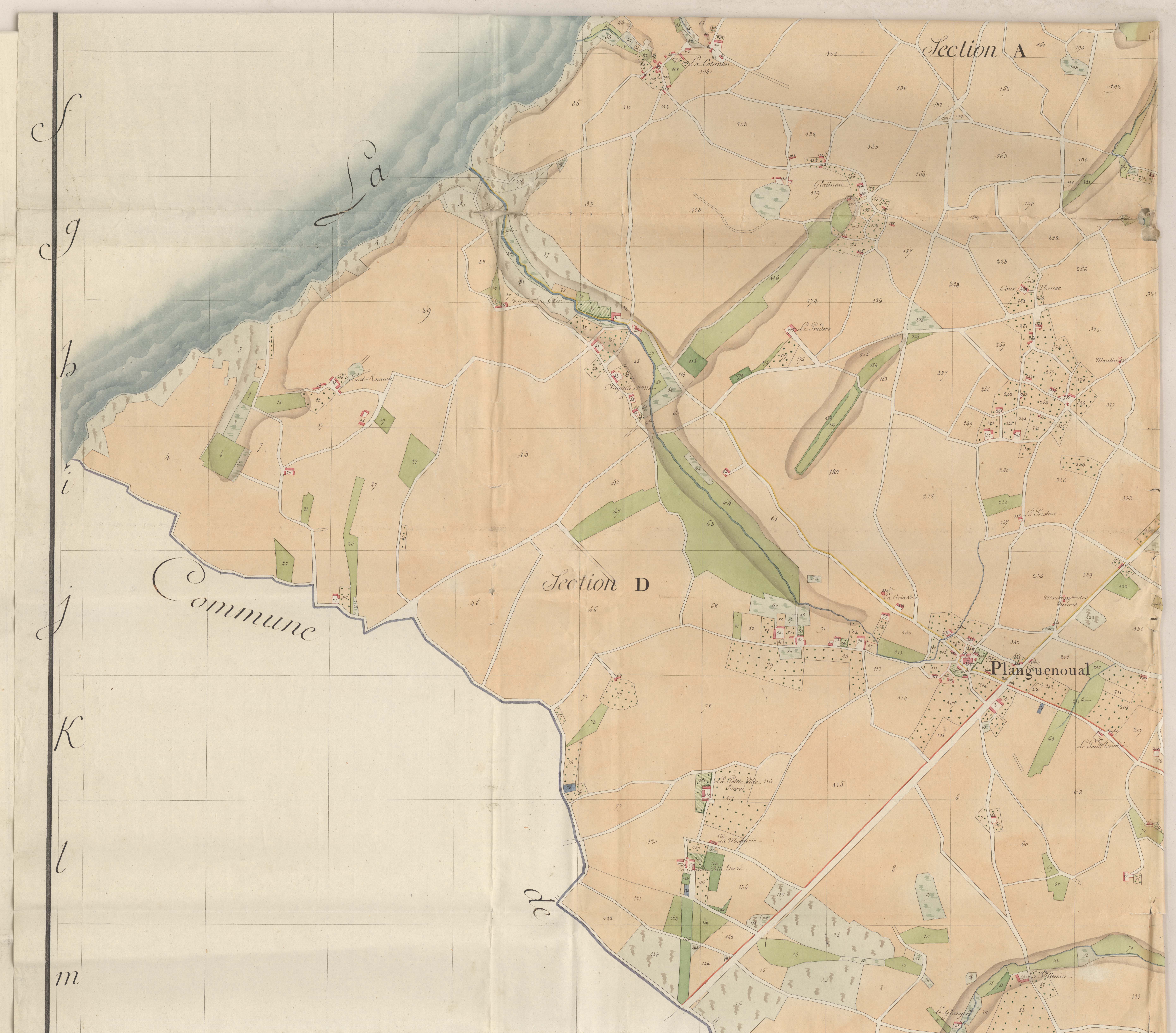 Lamballe-Armor - Plan par masse de culture, partie centrale ouest.