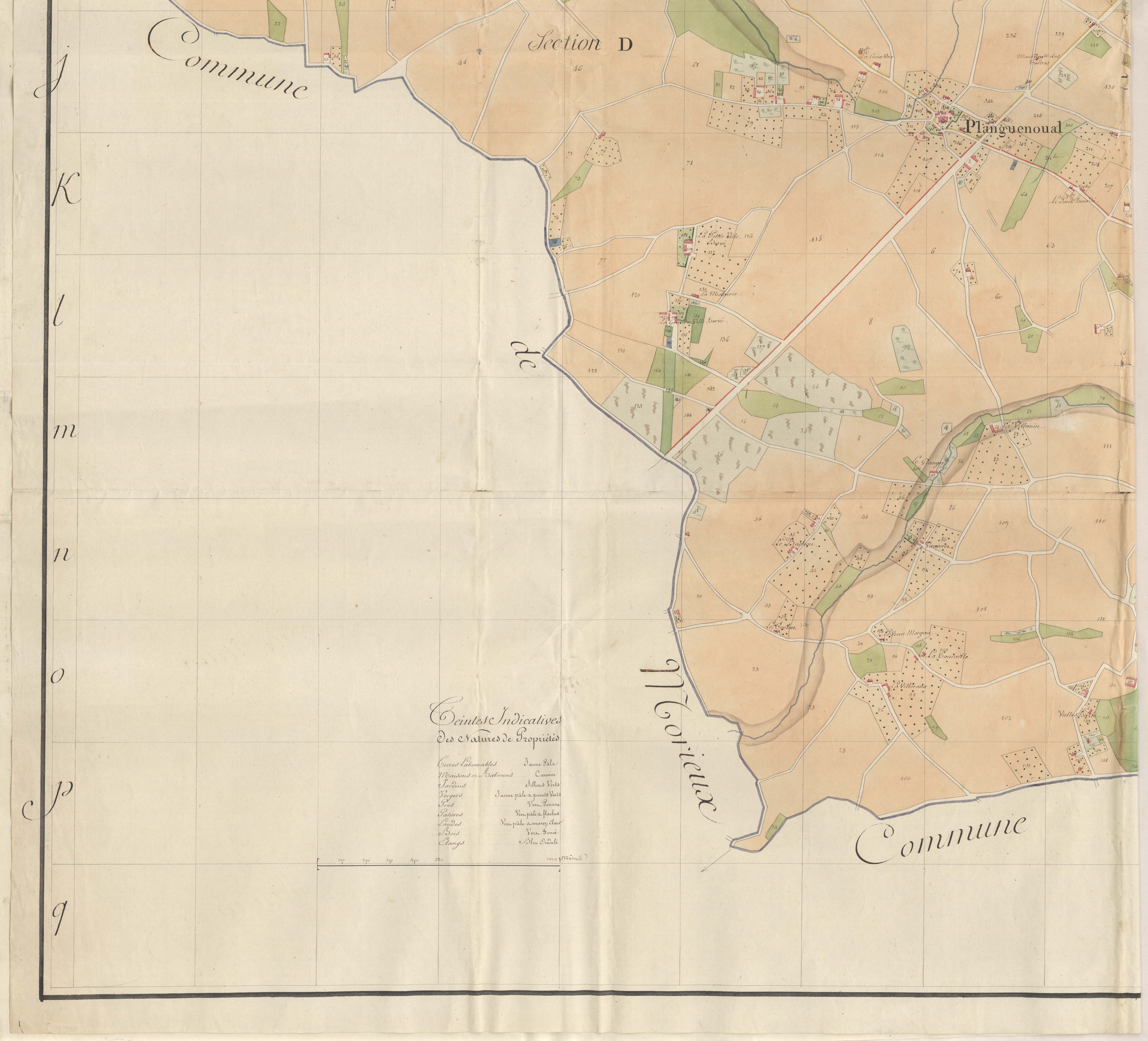 Lamballe-Armor - Plan par masse de culture, partie sud-ouest.