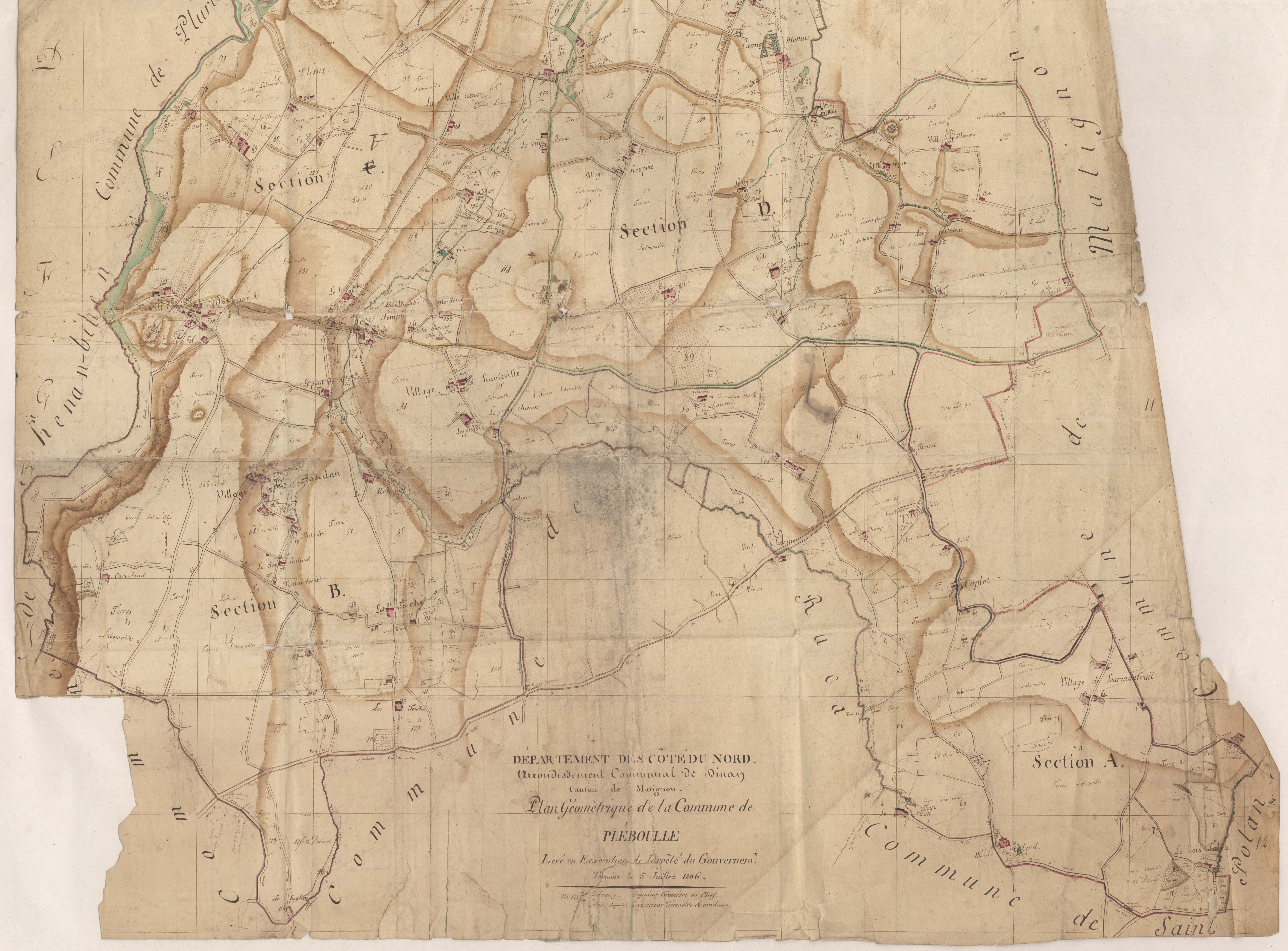Pléboulle - Plan géométrique, partie sud.