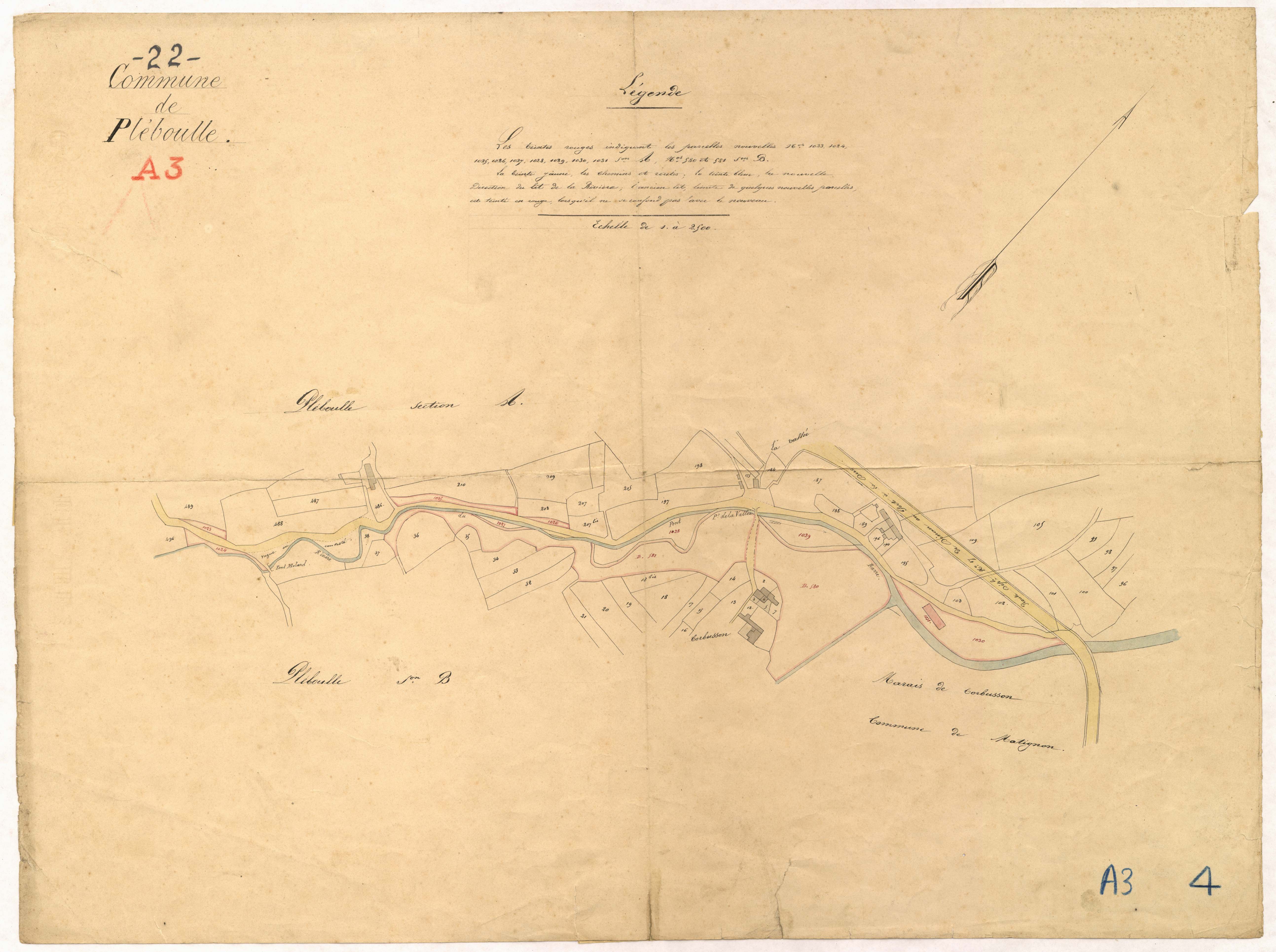 Pléboulle - Section A, 3e feuille : modif des sections A et B
