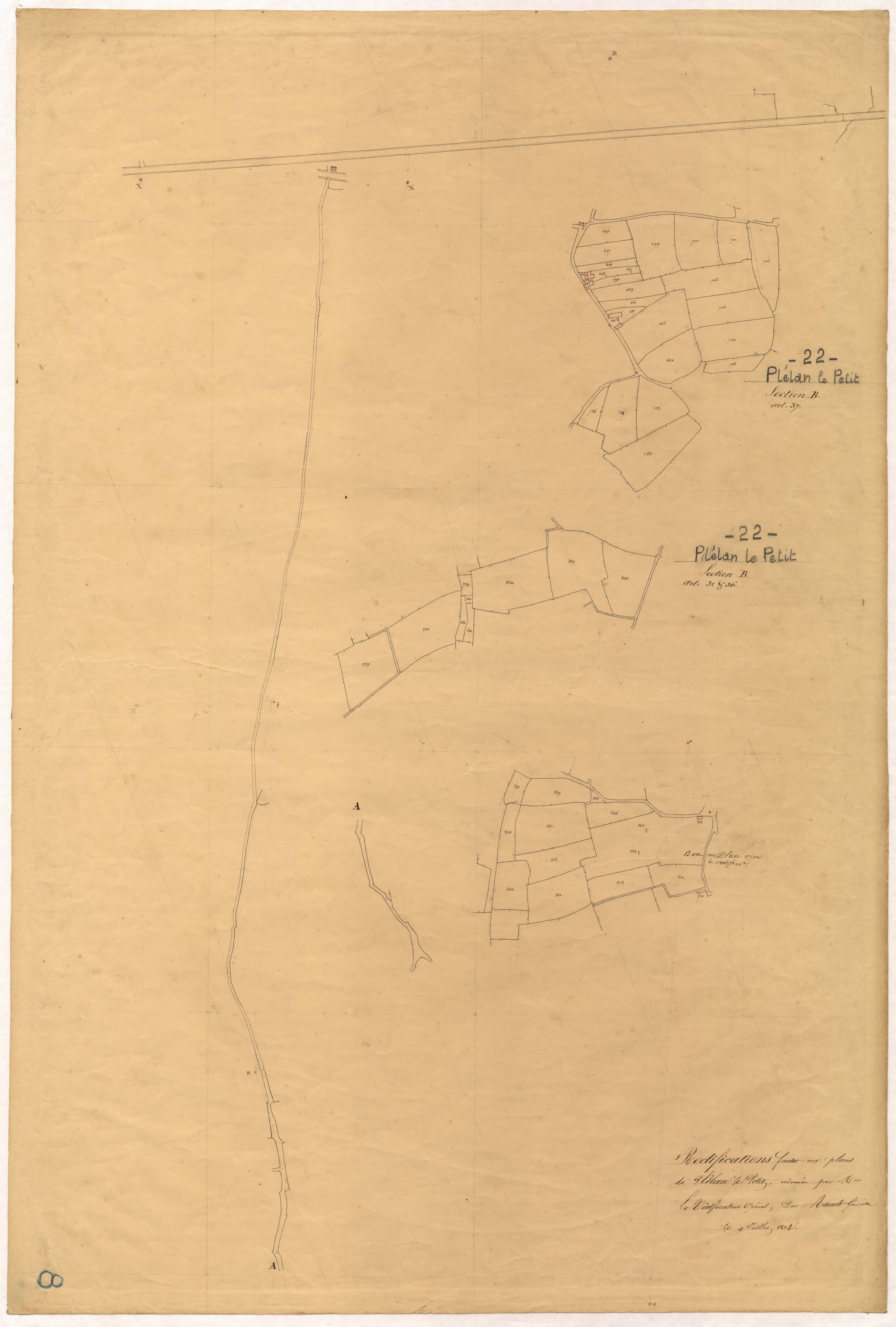Plélan-le-Petit - Section B, rectification