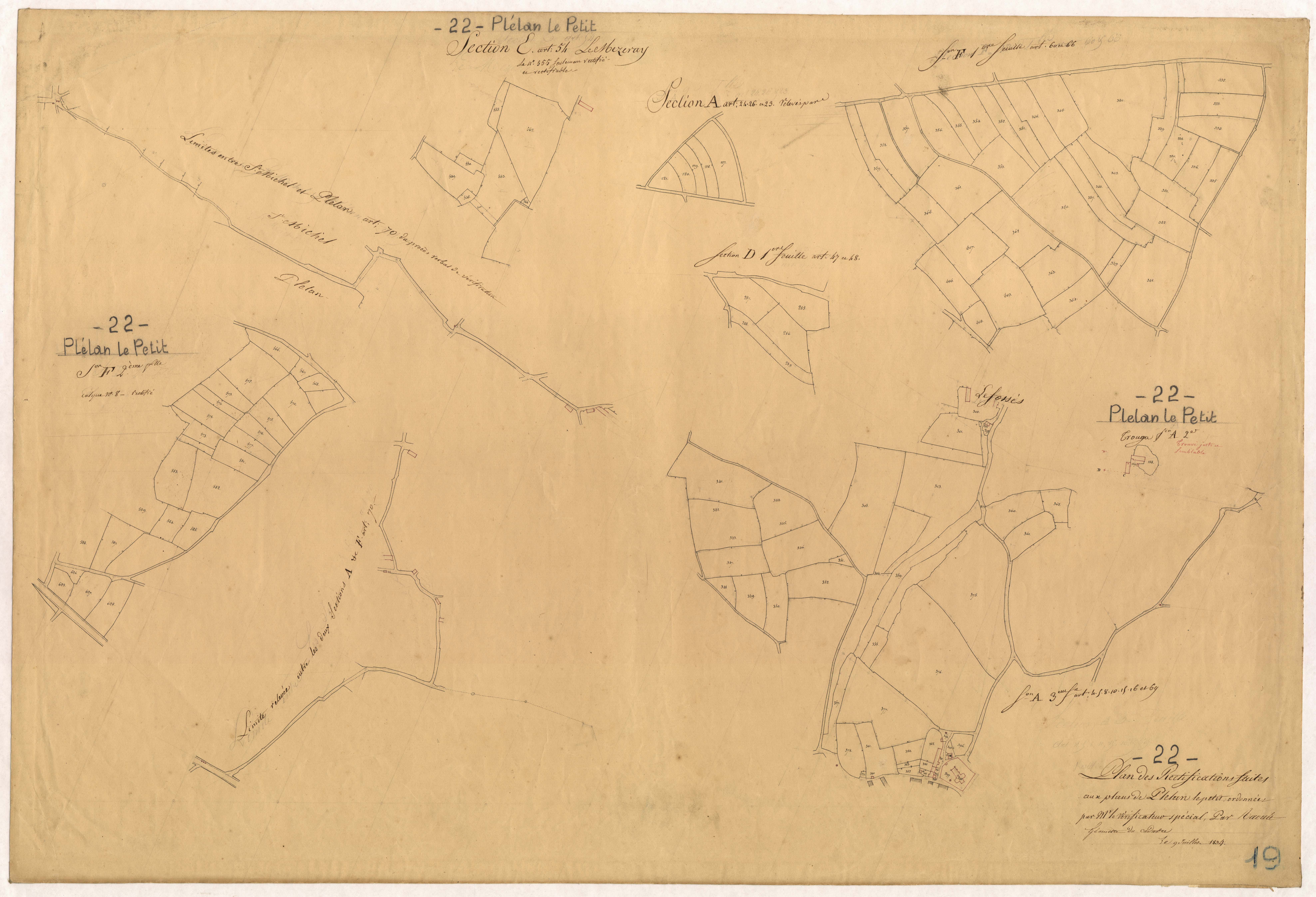 Plélan-le-Petit - Sections A, D, E, F : rectifications