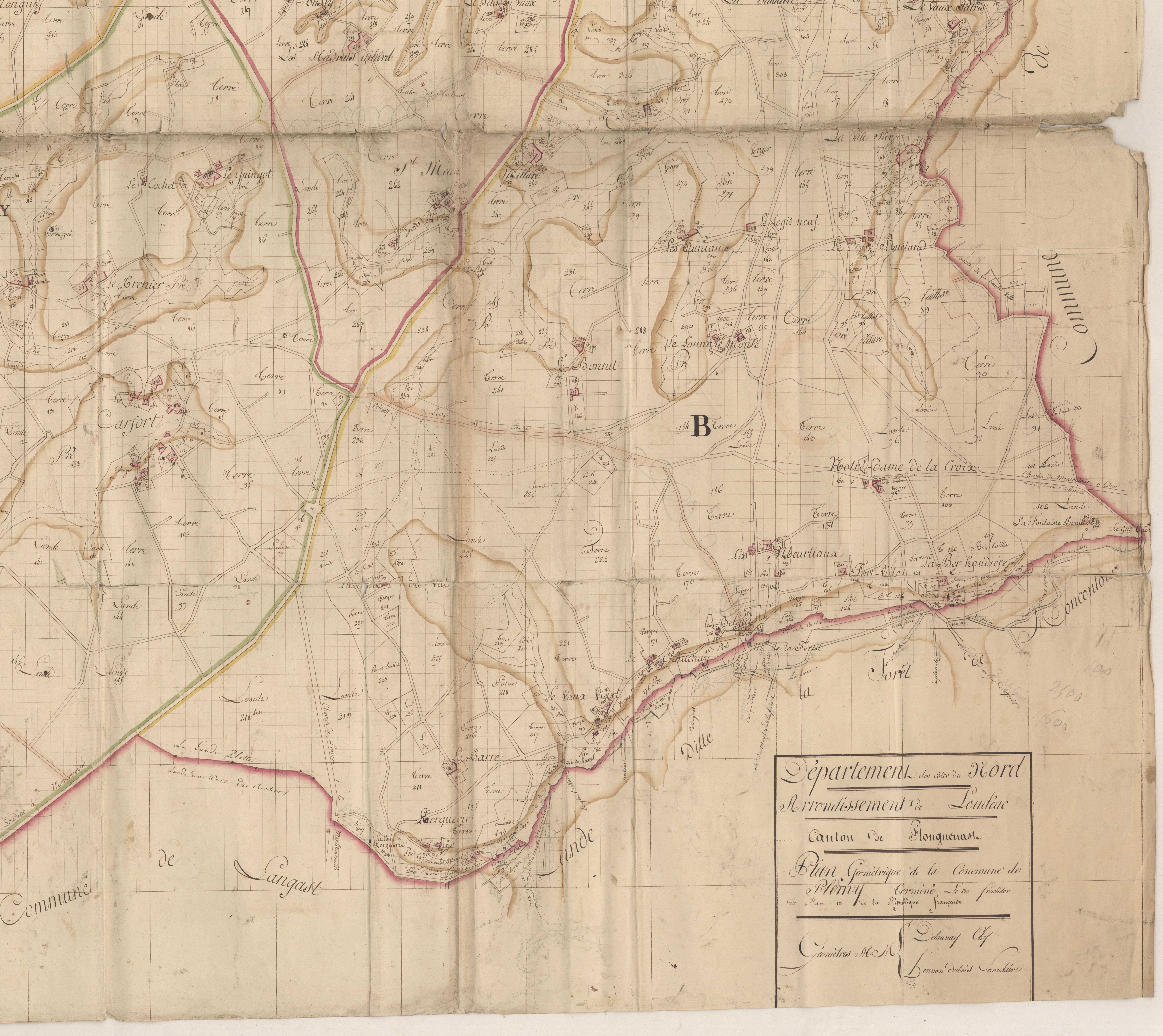 Plémy - Plan géométrique, partie nord-ouest.
