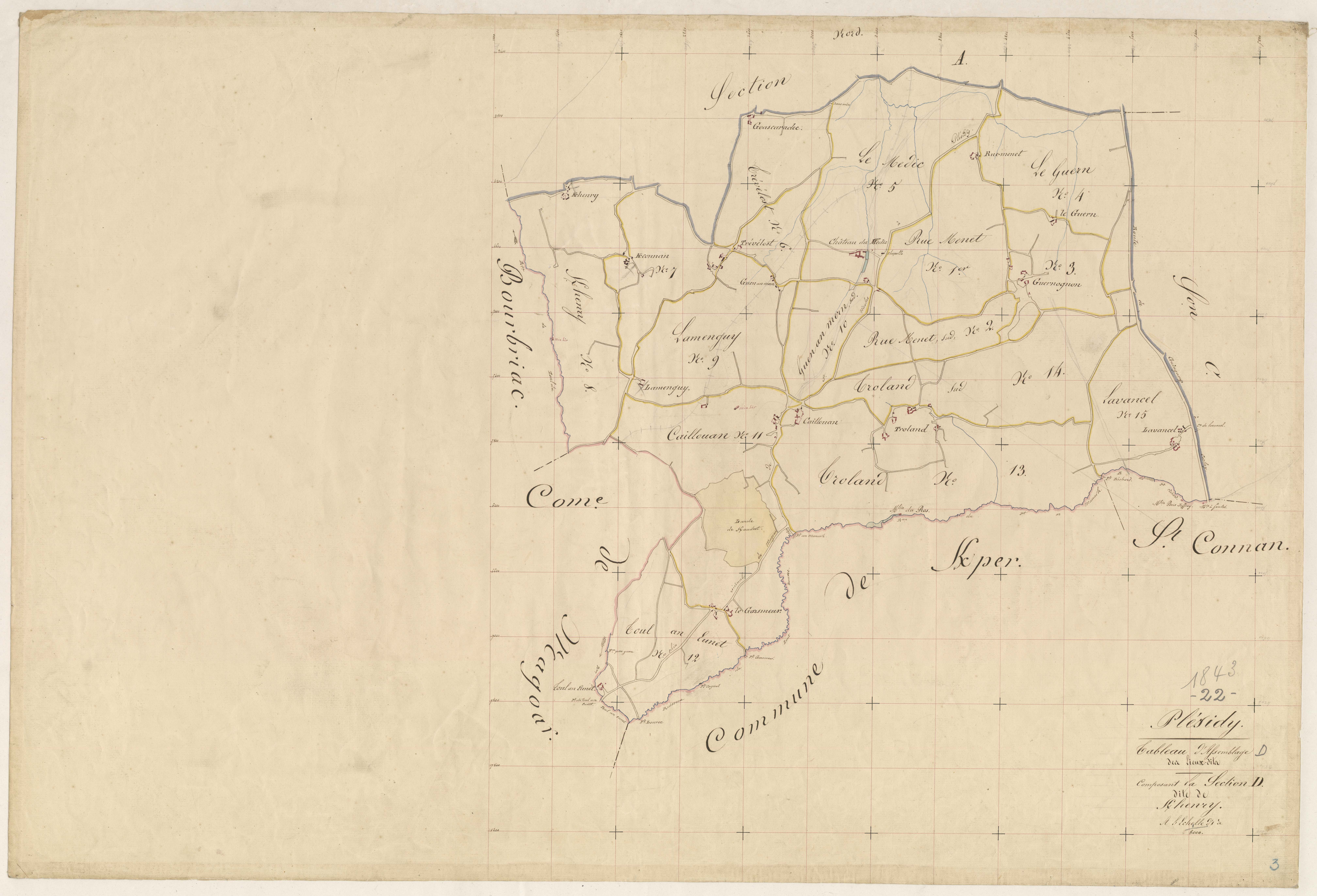Plésidy - Tableau d'assemblage : section D