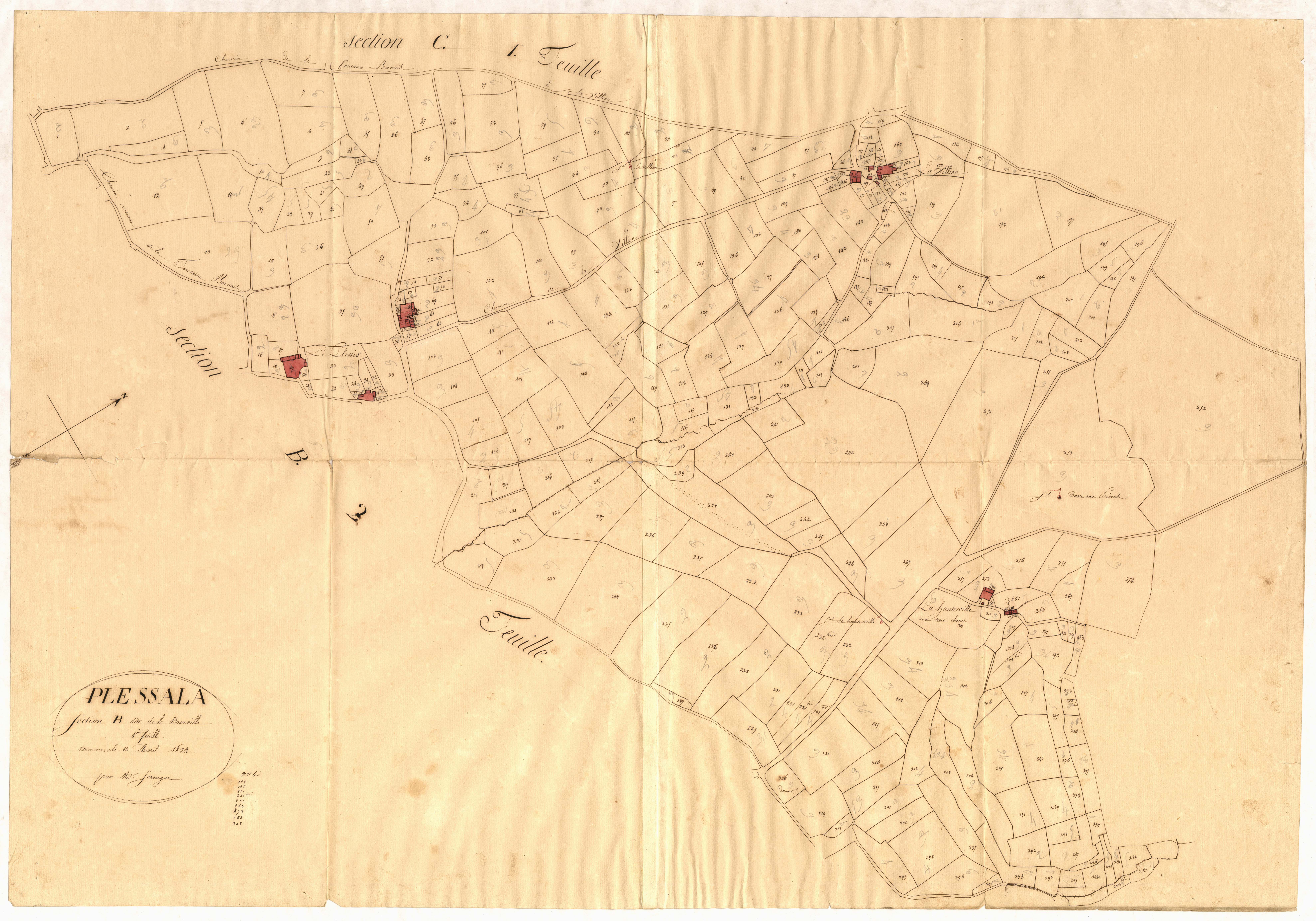 Plessala - Section B, 1re feuille