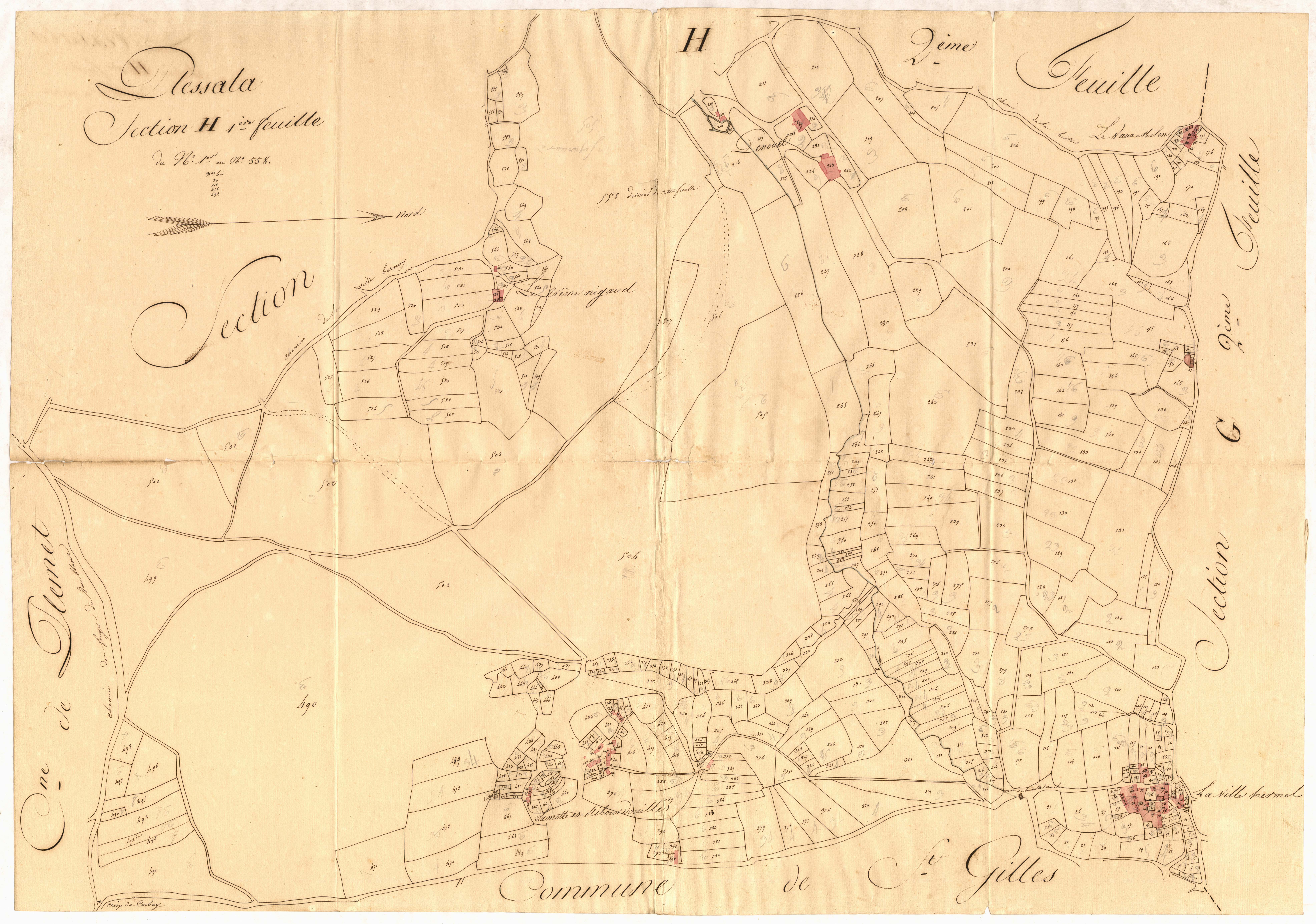 Plessala - Section H, 1re feuille