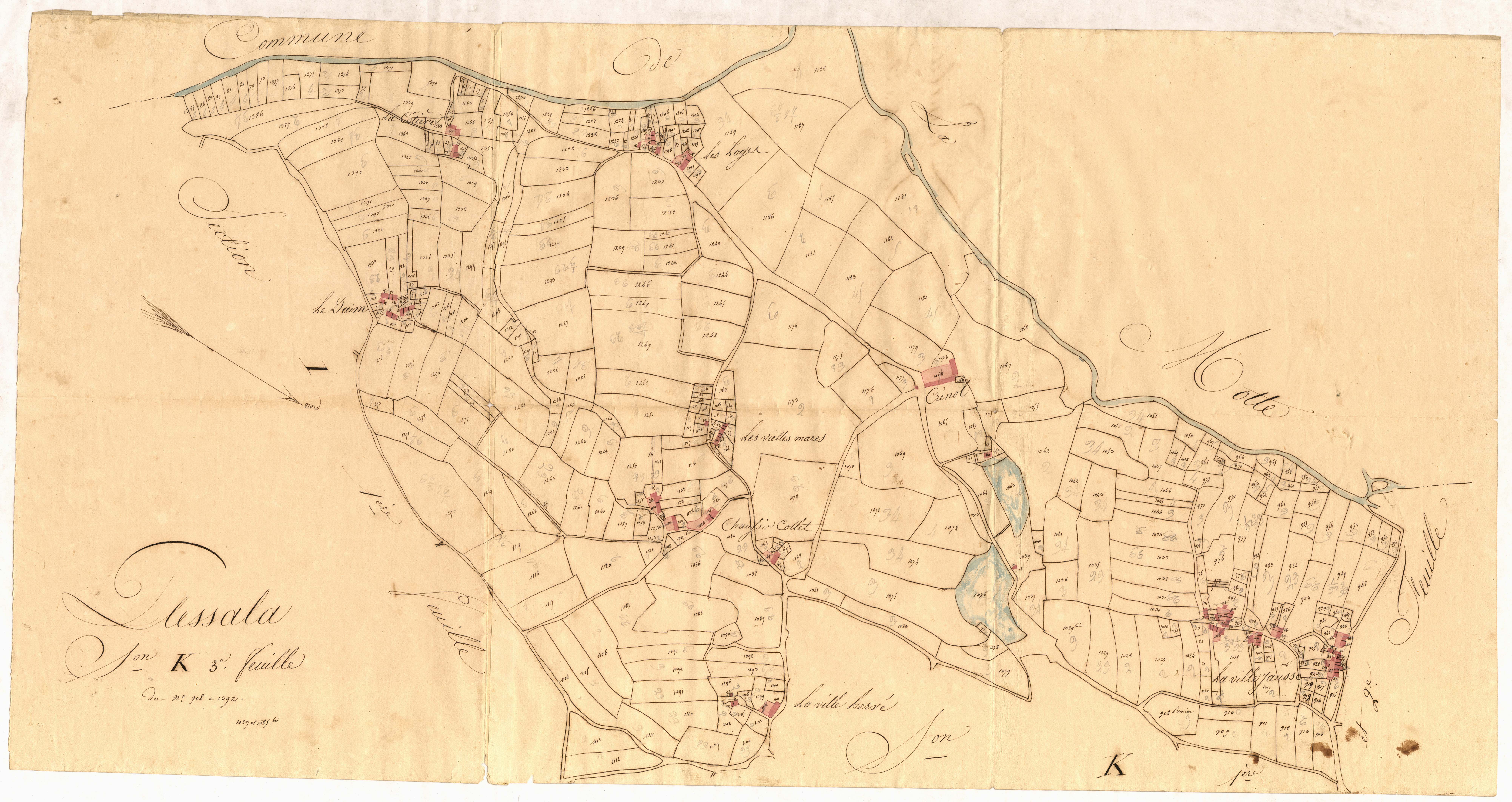 Plessala - Section K, 3e feuille