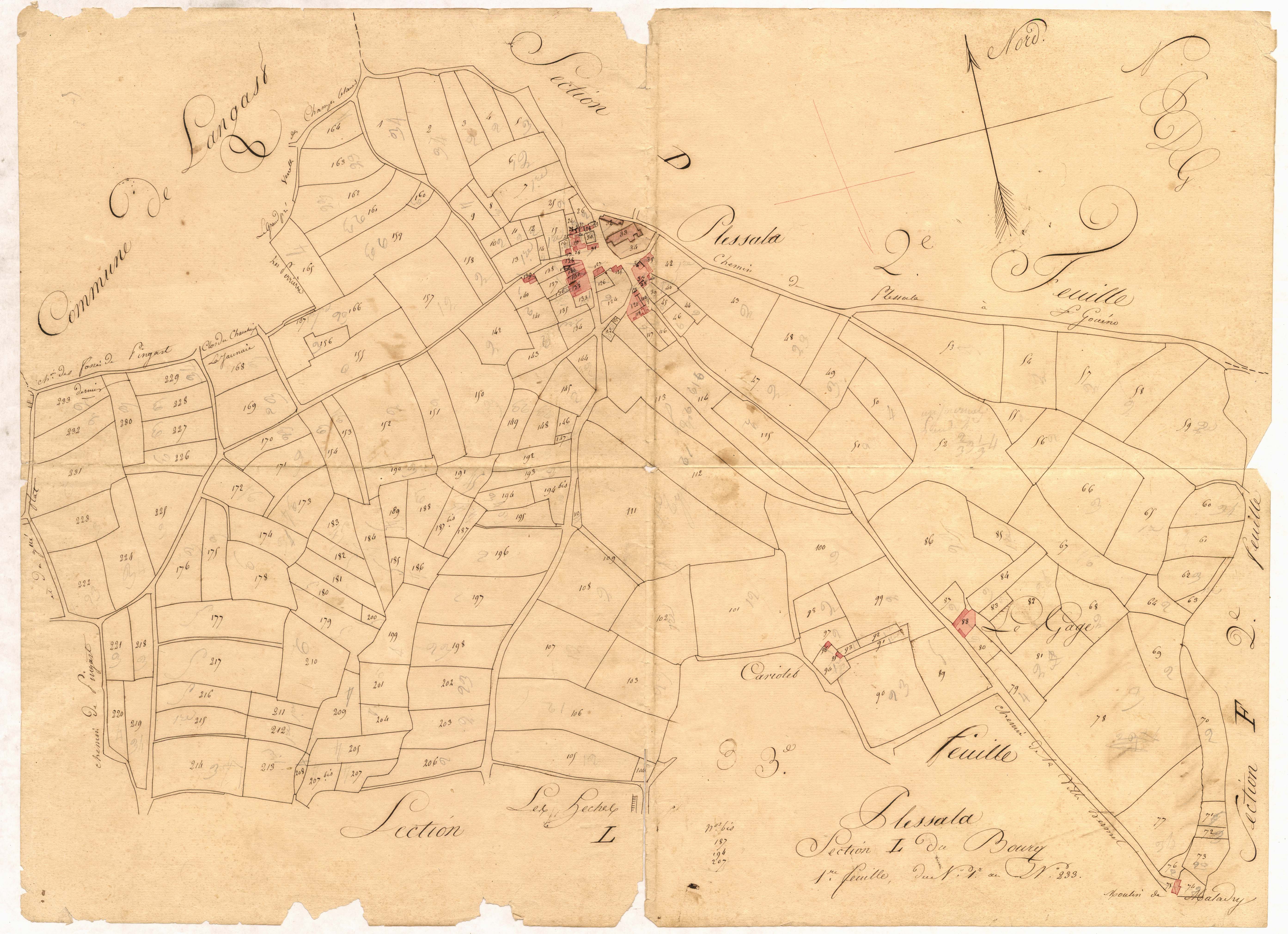 Plessala - Section L, 1re feuille