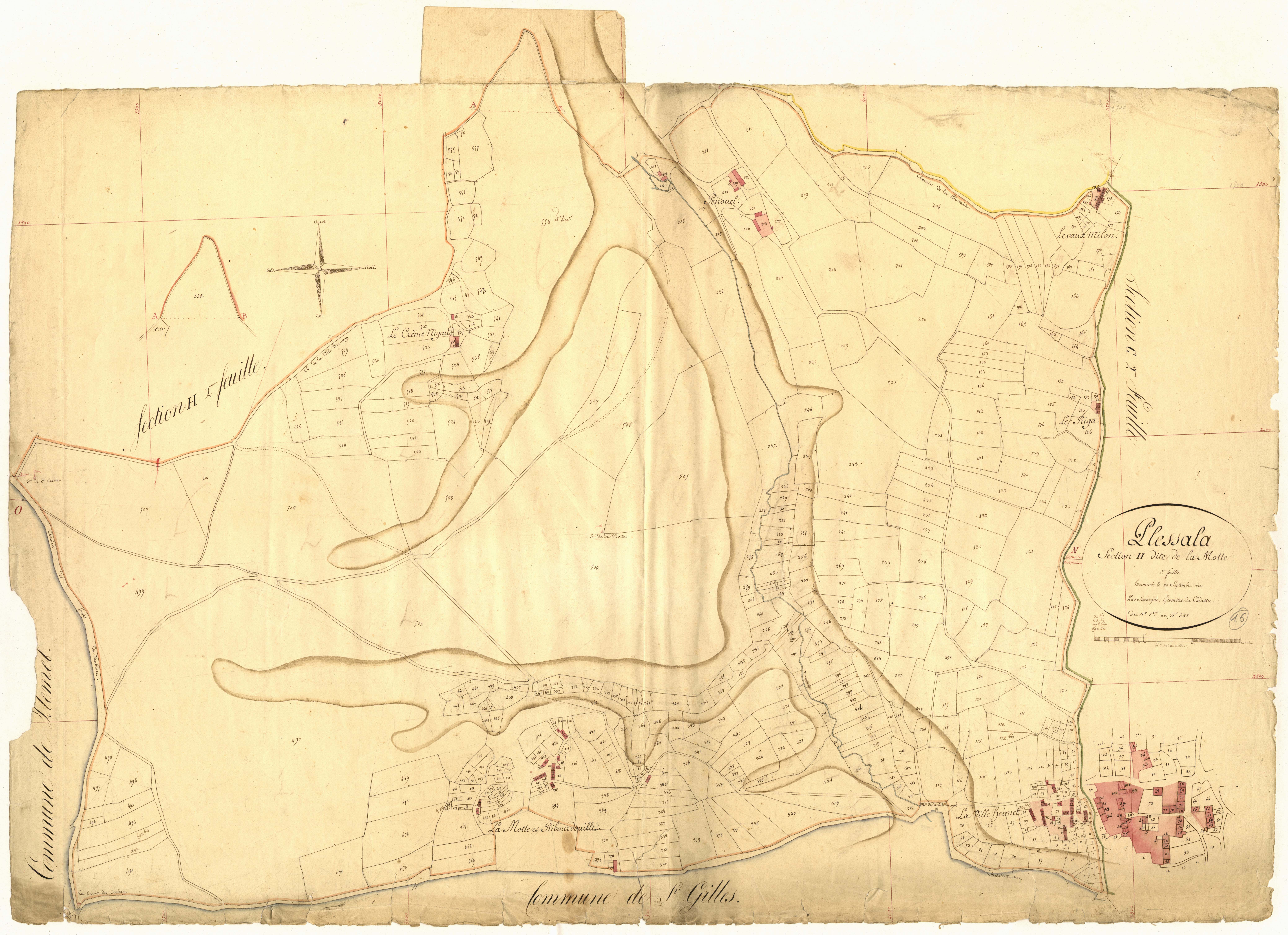 Plessala - Section H, 1re feuille