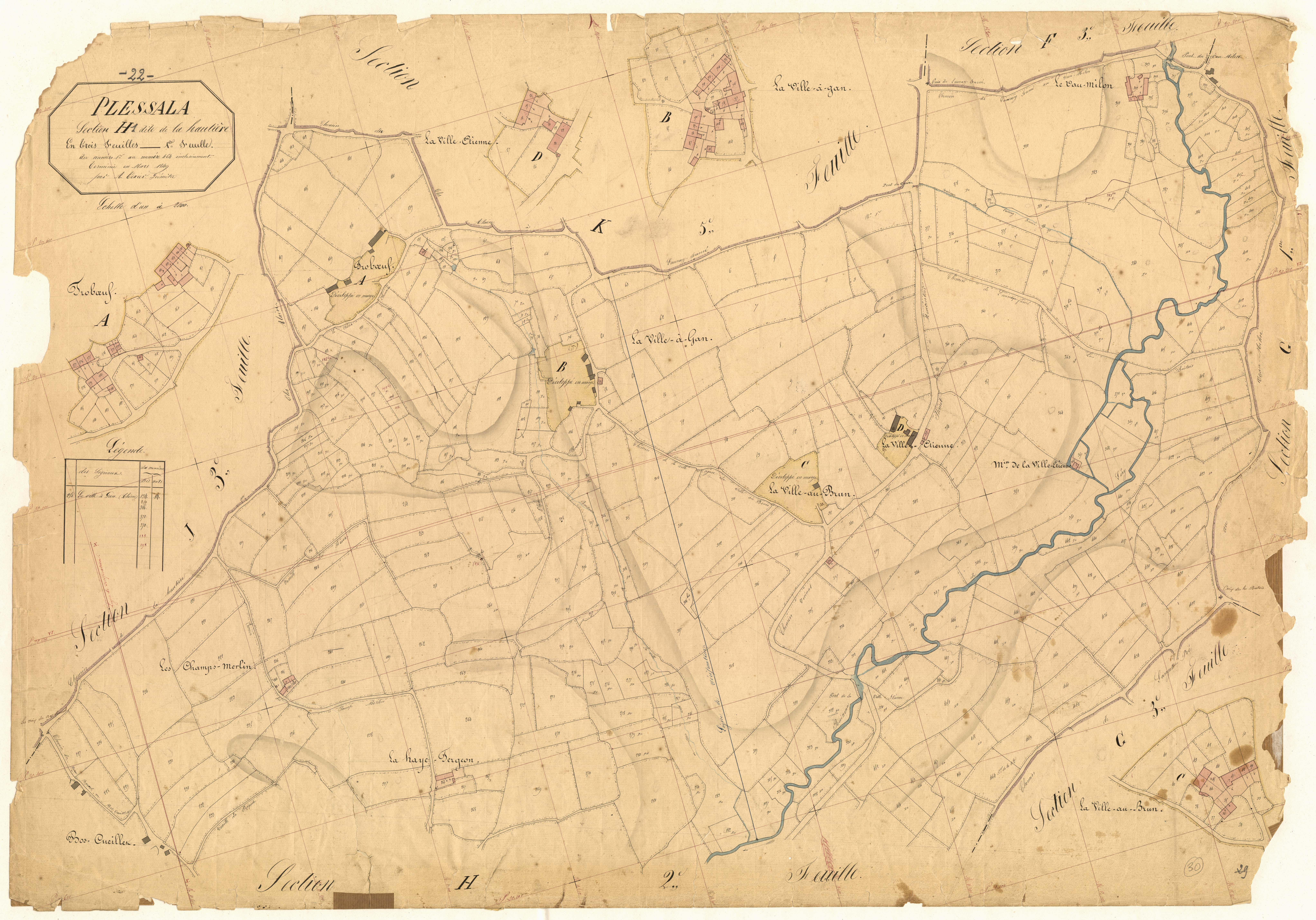 Plessala - Section H, 1re feuille