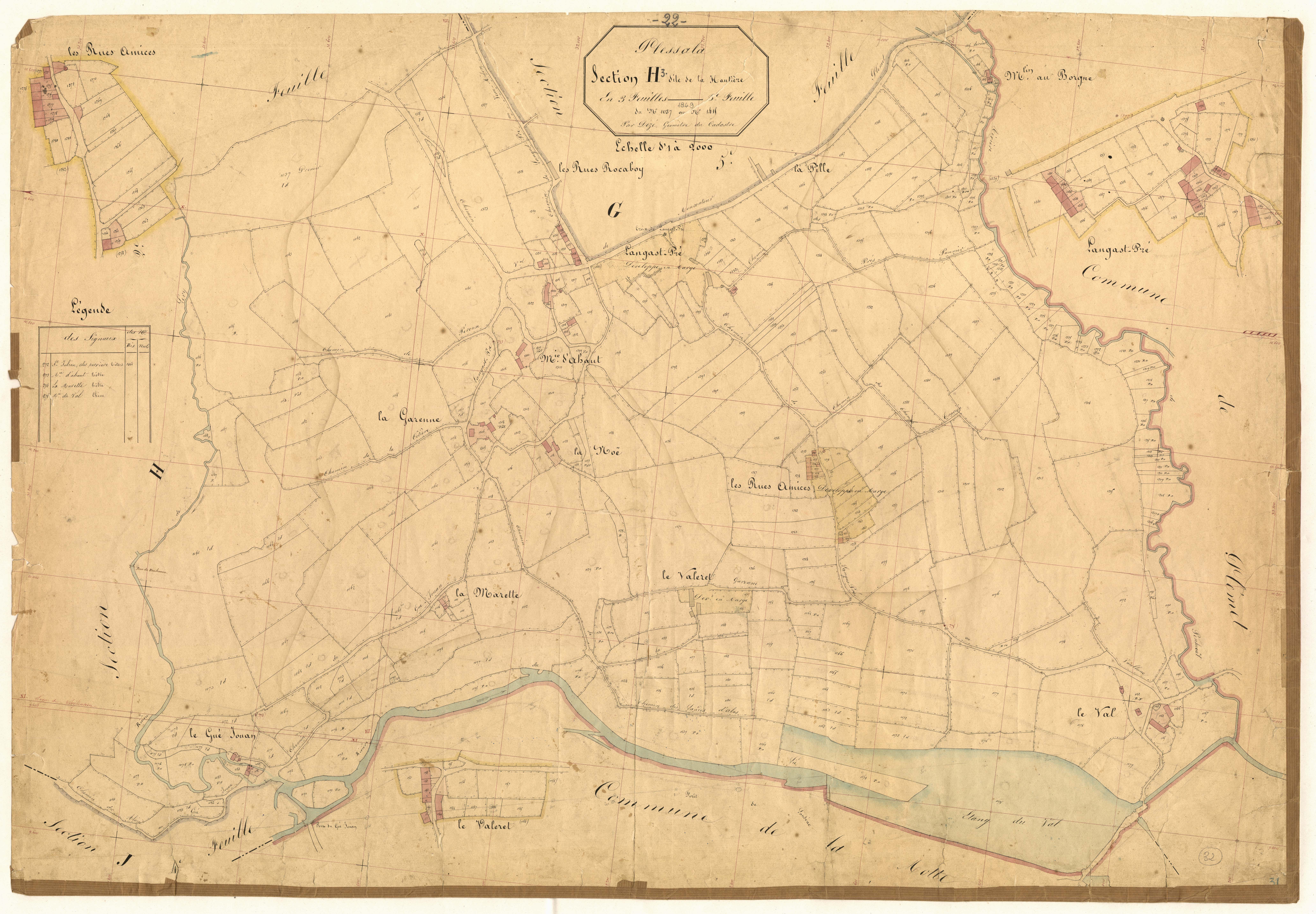 Plessala - Section H, 3e feuille