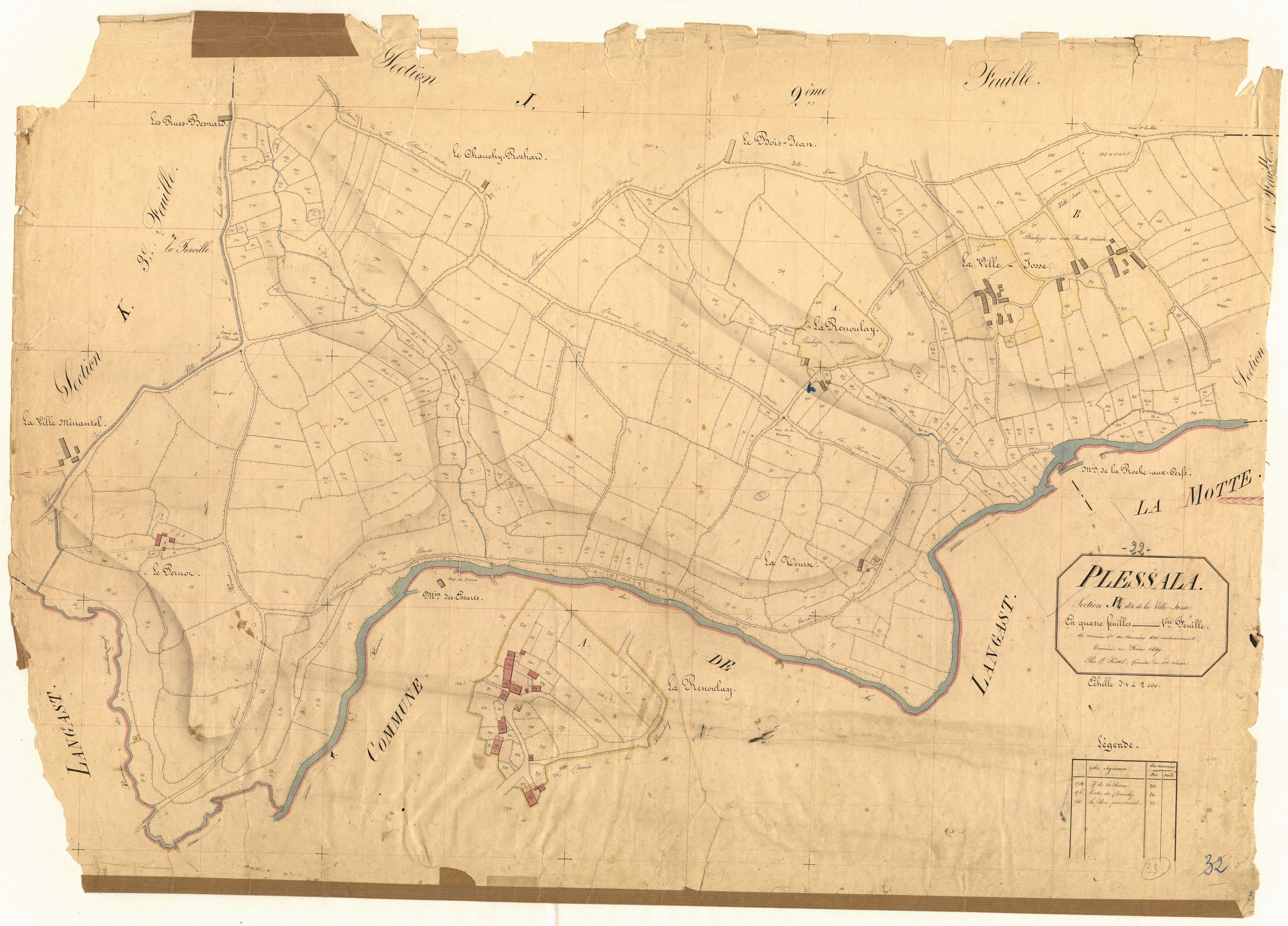 Plessala - Section J, 1re feuille