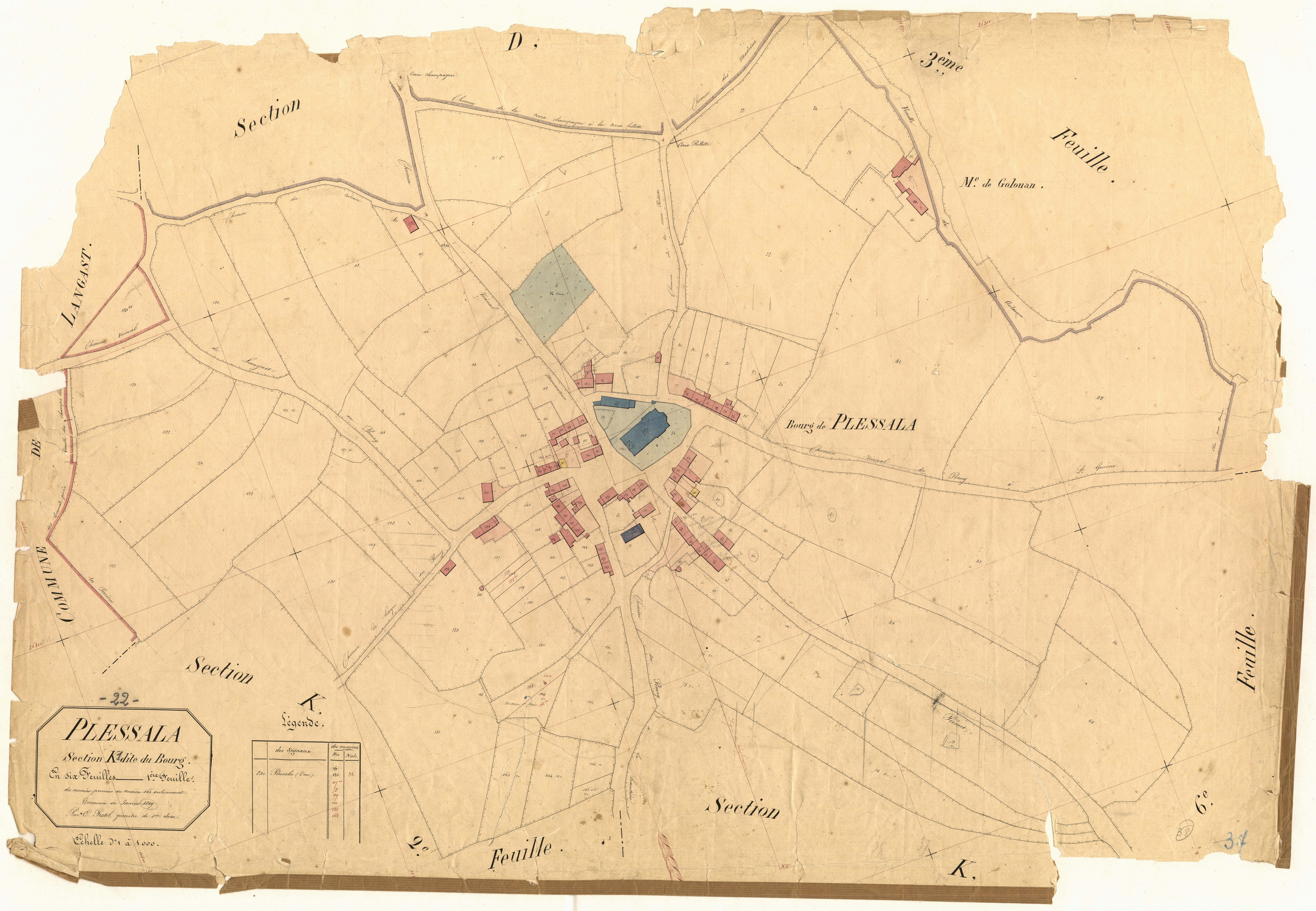 Plessala - Section K, 1re feuille